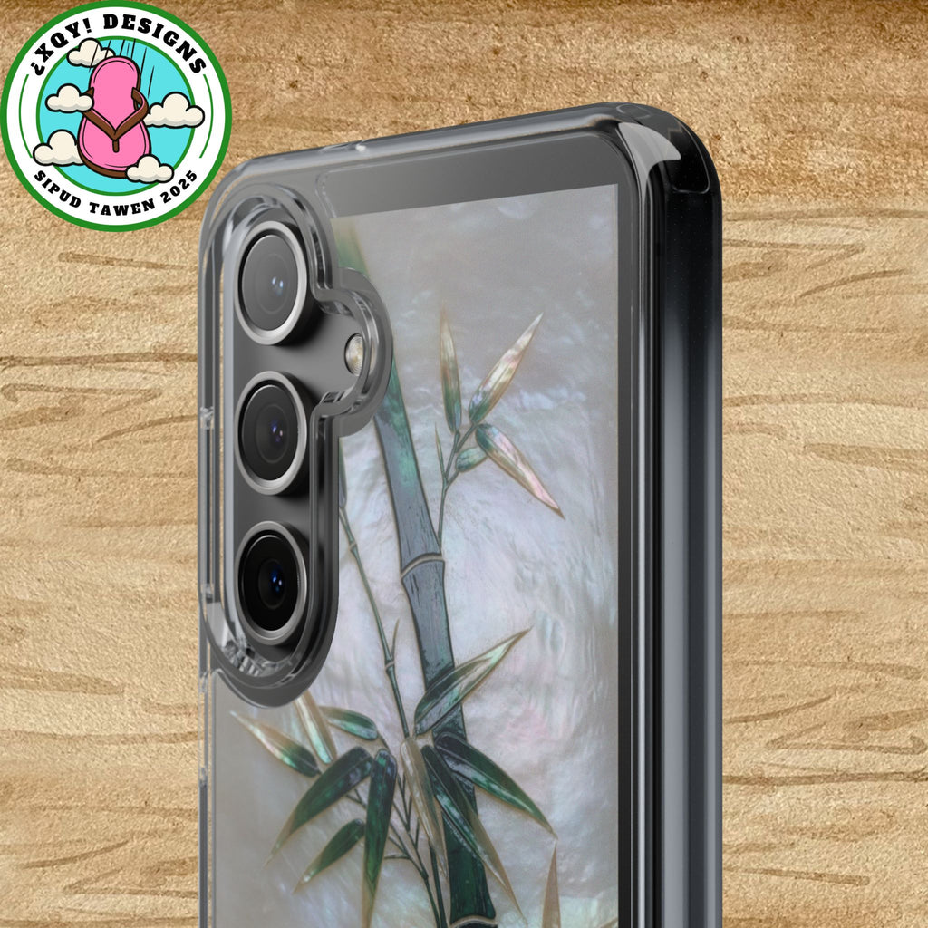 Phone Case, Mother of Pearl Bamboo Floral Design Impact-Resistant Cover, Protective Shell, Unique Gift, Accessories