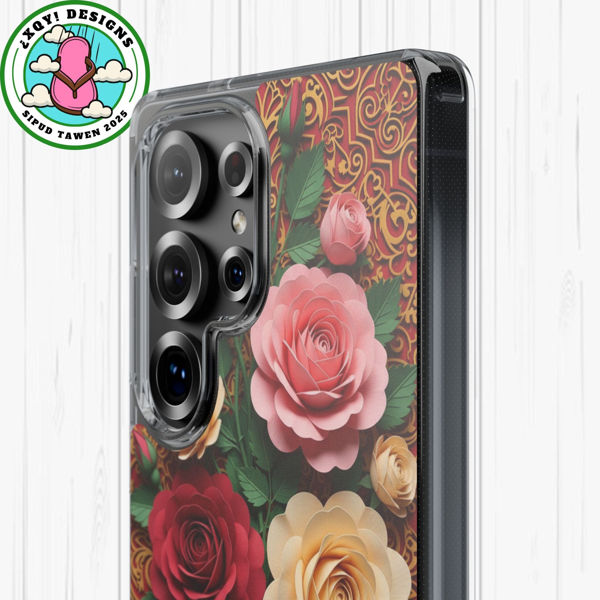 Cut-Paper Rose Bouquet Phone Case