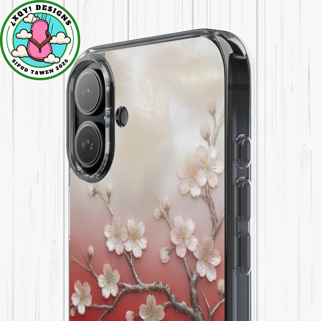 Mother of Pearl Floral Phone Case Elegant Sakura Design Asian Inspired Shell Inlay Artwork Japanese Blossom Decor Mobile Cover