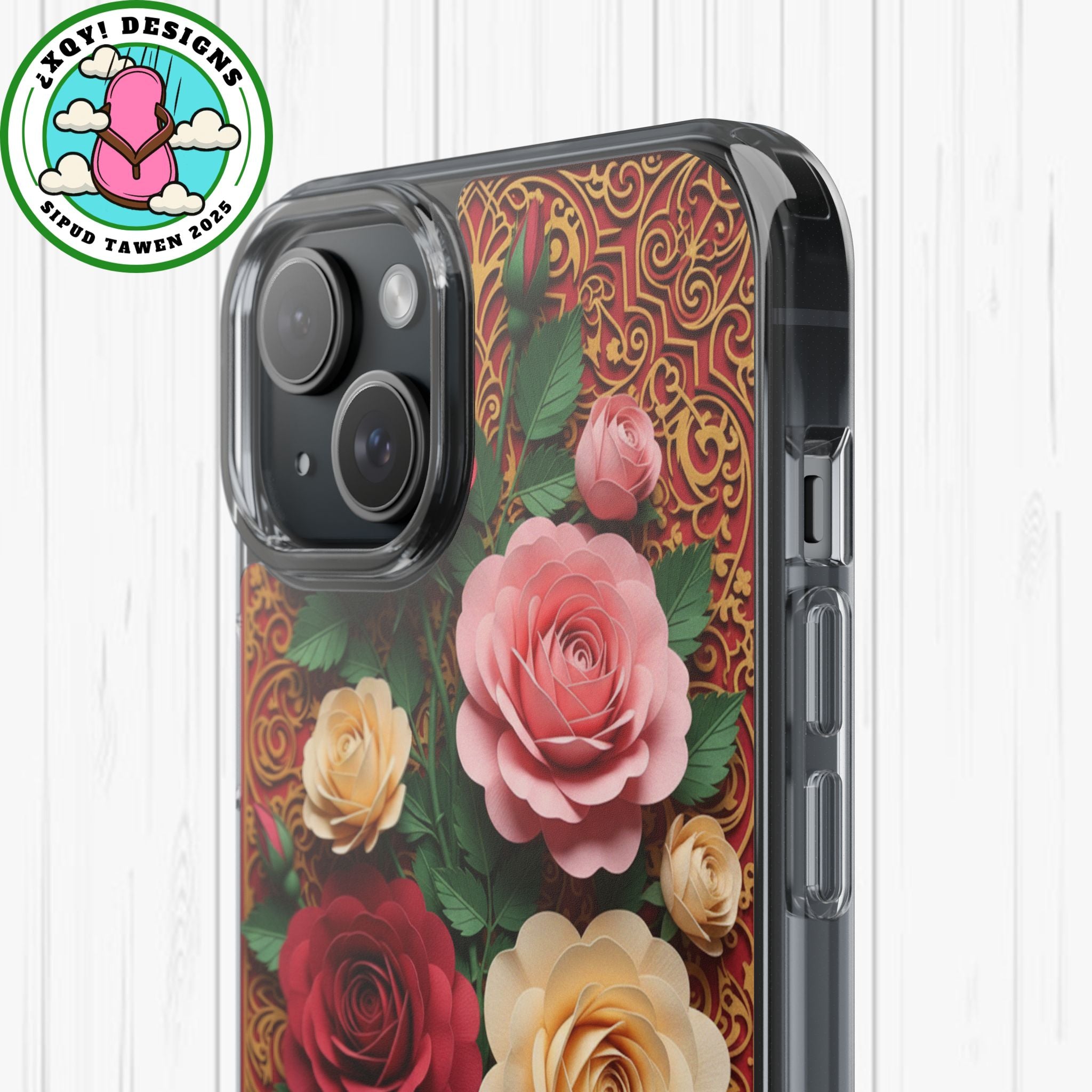 Cut-Paper Rose Bouquet Phone Case