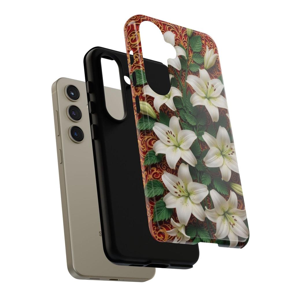 Luxury Lily Phone Case Elegant Floral Ornate Botanical Style Pristine White Bloom Motif Unique Accessory for iPhone Samsung Pixel Devices
