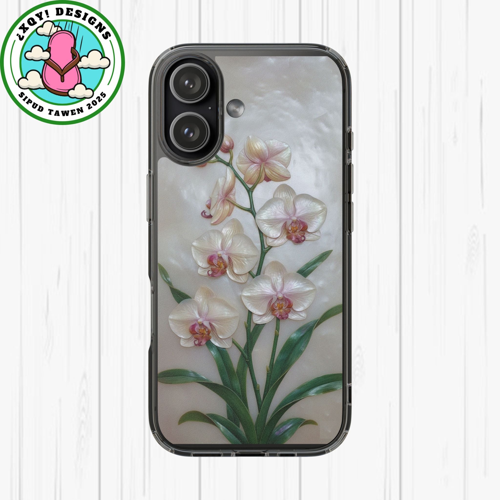 Orchid Wall Phone Case 3D Floral Wall Decor Pink Orchid Artwork White Orchid Design Textured Floral Cover Aesthetic Nature Gift