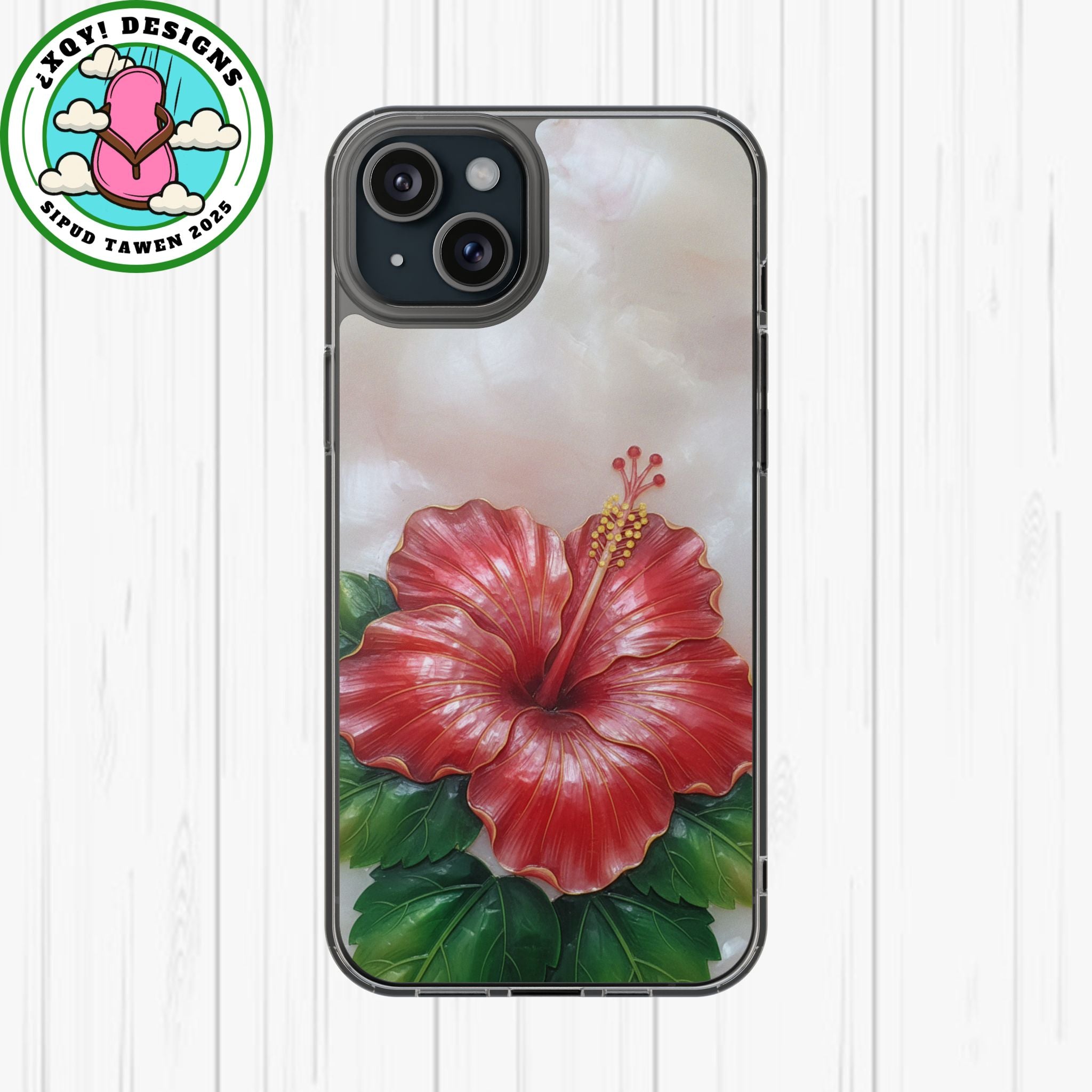 Unique Red flower art Phone Case Floral relief carving Red hibiscus sculpture Decorative tropical flower decor vibrant artistic