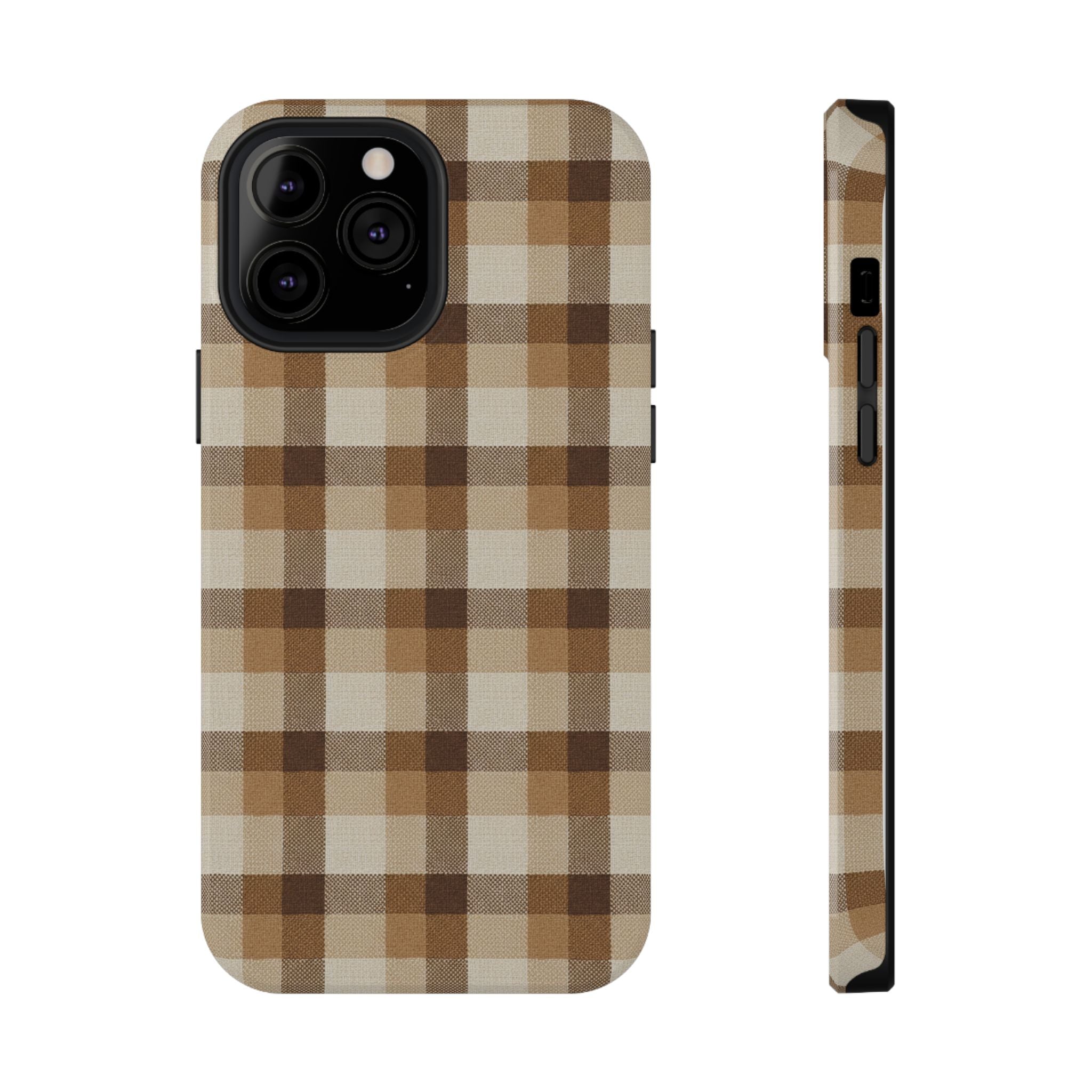 Brown Plaid Pattern Impact-Resistant Case | Checkered Phone Case