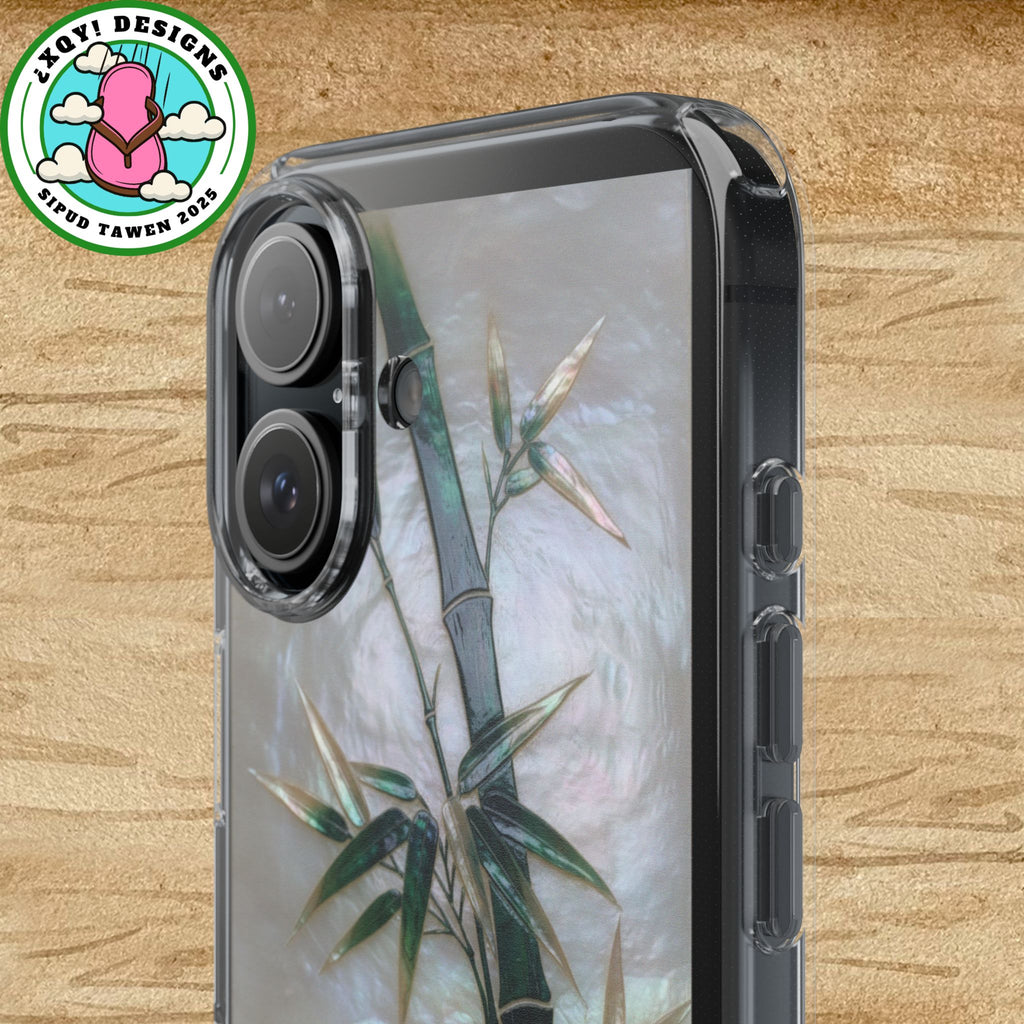Phone Case, Mother of Pearl Bamboo Floral Design Impact-Resistant Cover, Protective Shell, Unique Gift, Accessories