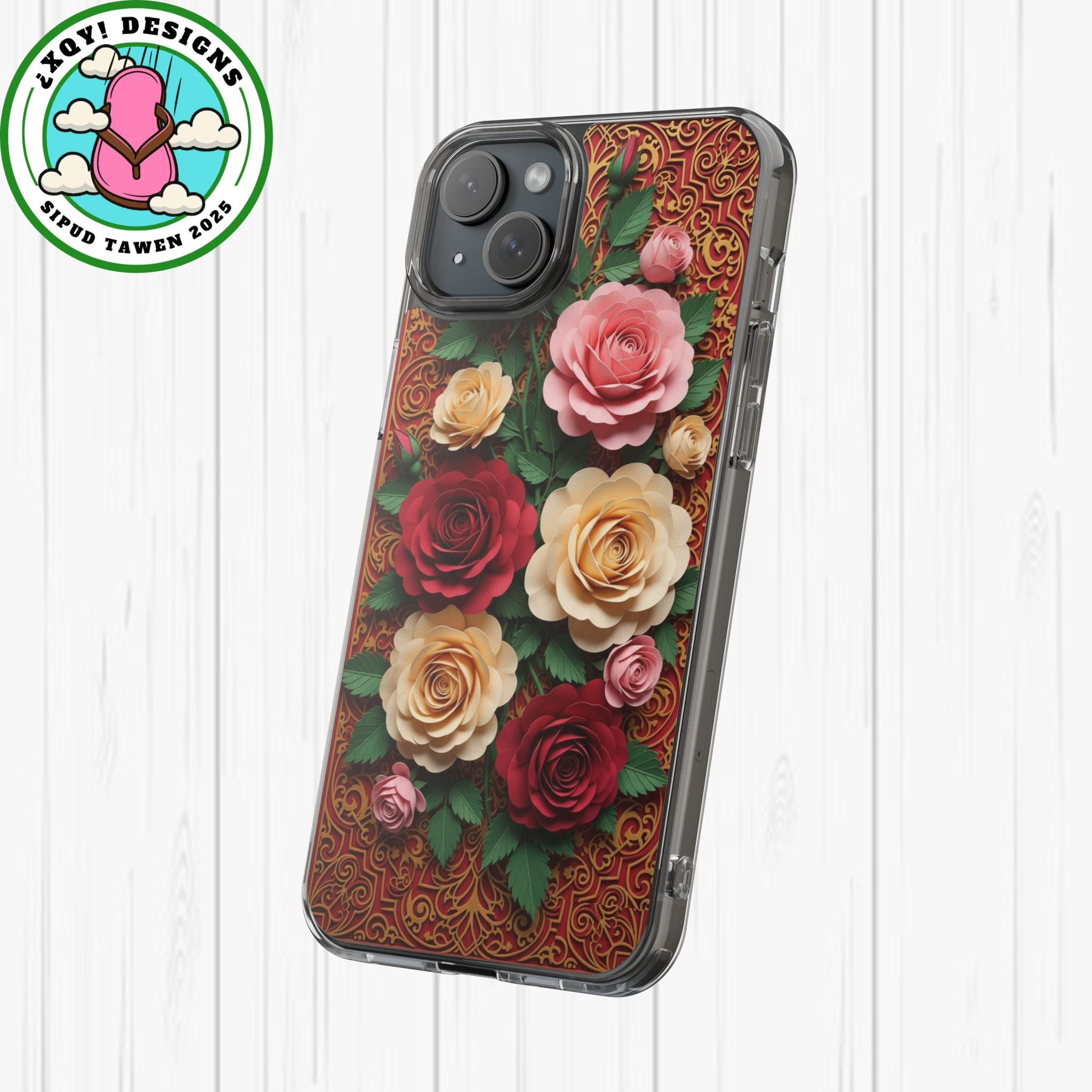 Cut-Paper Rose Bouquet Phone Case