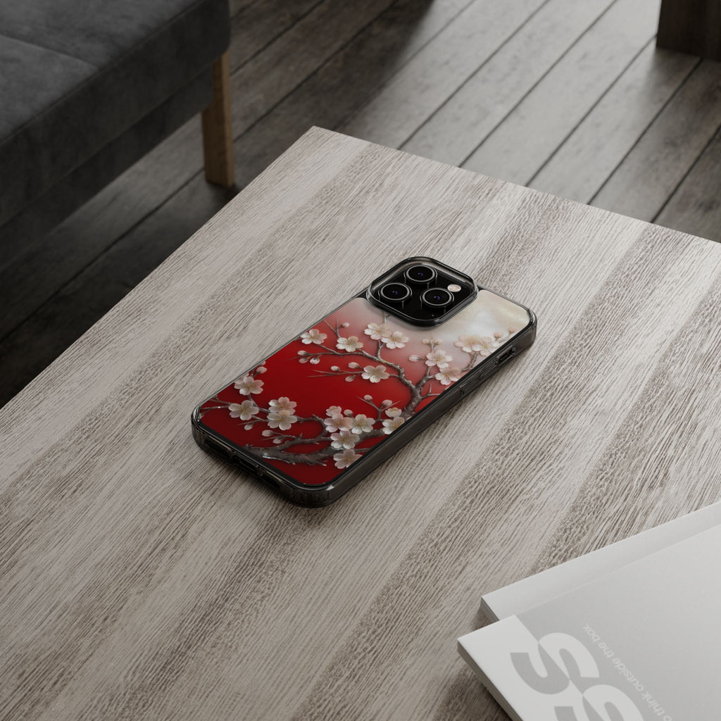 Mother of Pearl Floral Phone Case Elegant Sakura Design Asian Inspired Shell Inlay Artwork Japanese Blossom Decor Mobile Cover
