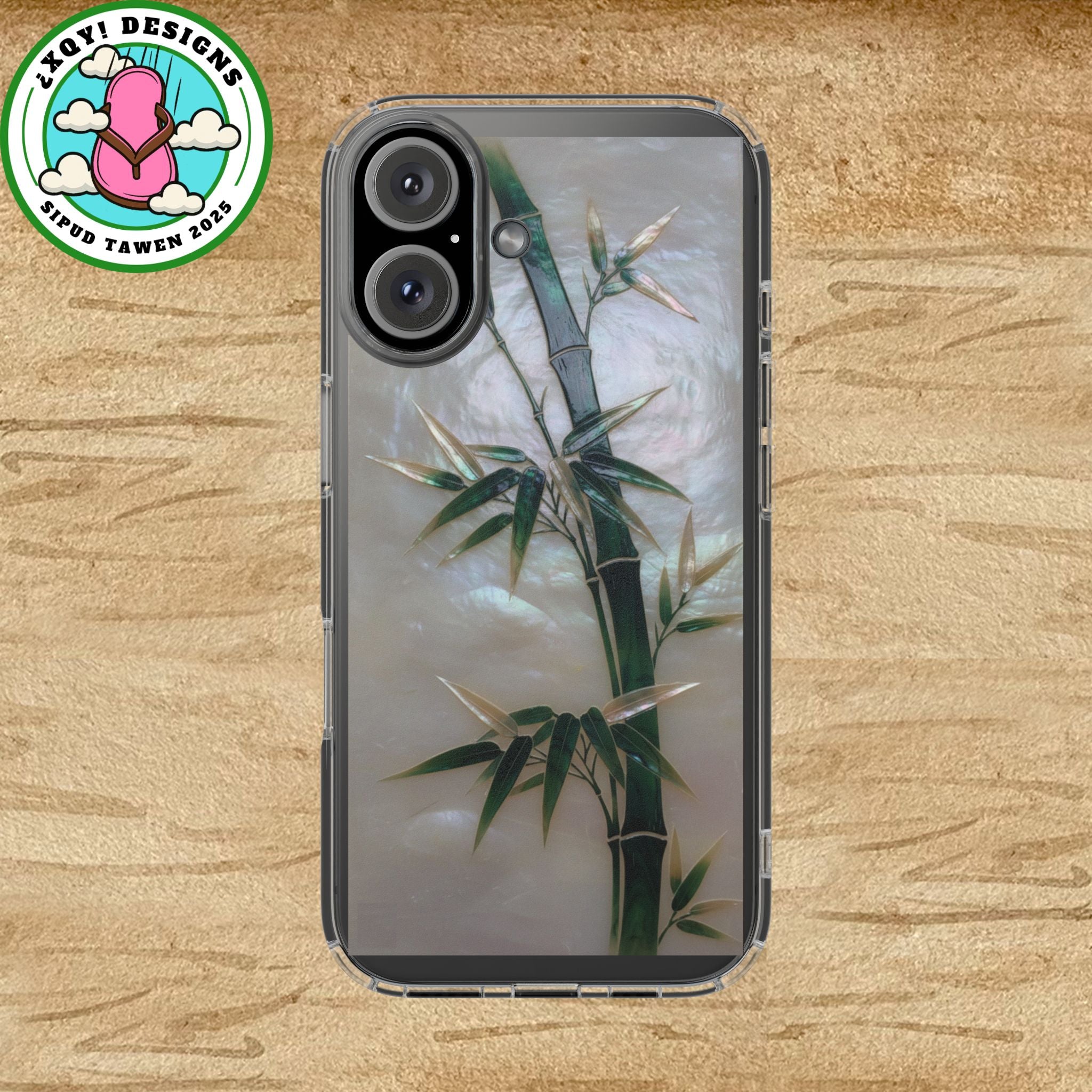 Phone Case, Mother of Pearl Bamboo Floral Design Impact-Resistant Cover, Protective Shell, Unique Gift, Accessories