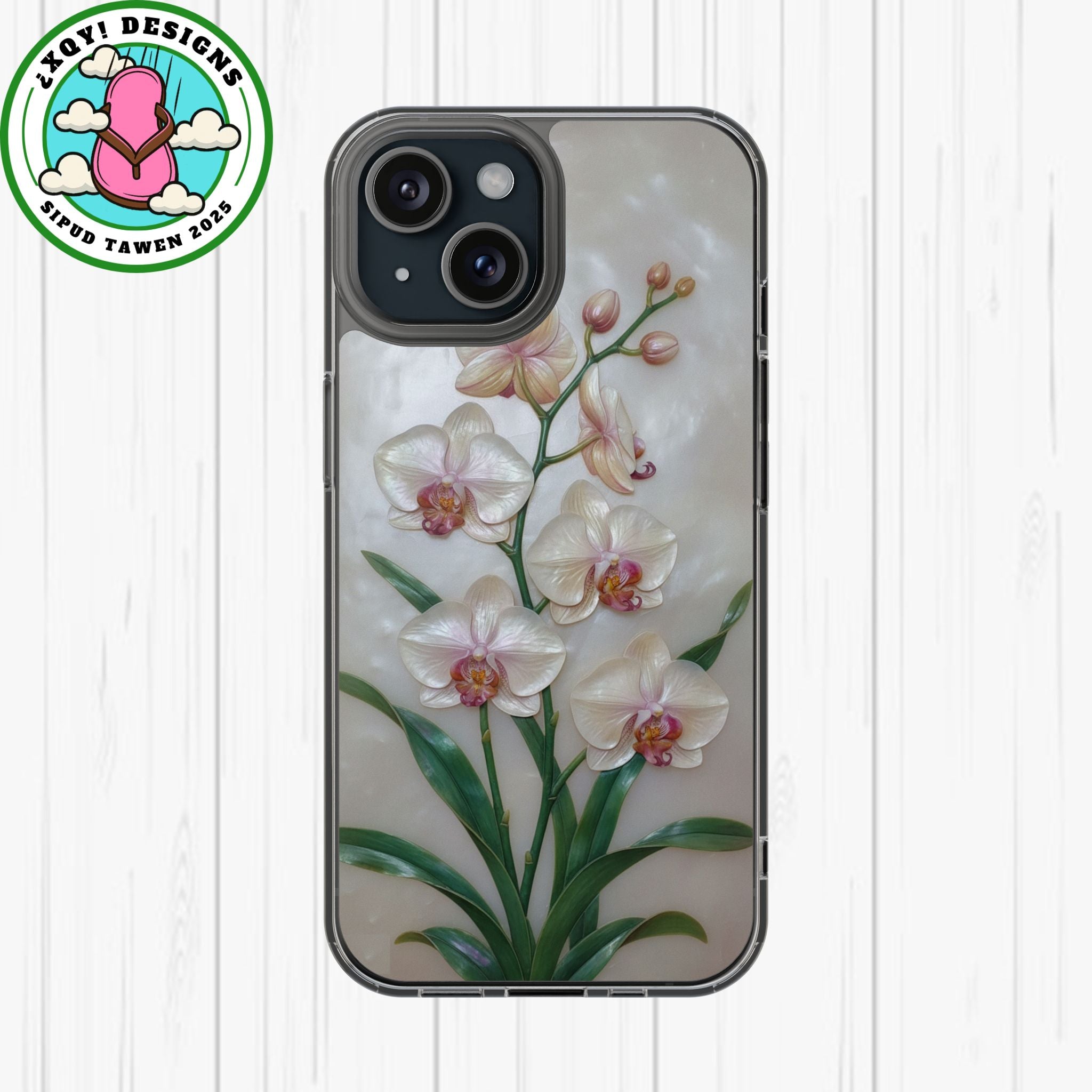 Orchid Wall Phone Case 3D Floral Wall Decor Pink Orchid Artwork White Orchid Design Textured Floral Cover Aesthetic Nature Gift