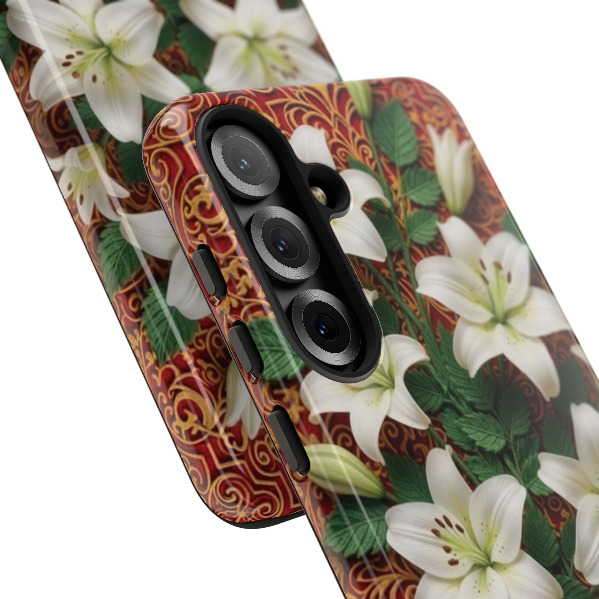 Luxury Lily Phone Case Elegant Floral Ornate Botanical Style Pristine White Bloom Motif Unique Accessory for iPhone Samsung Pixel Devices