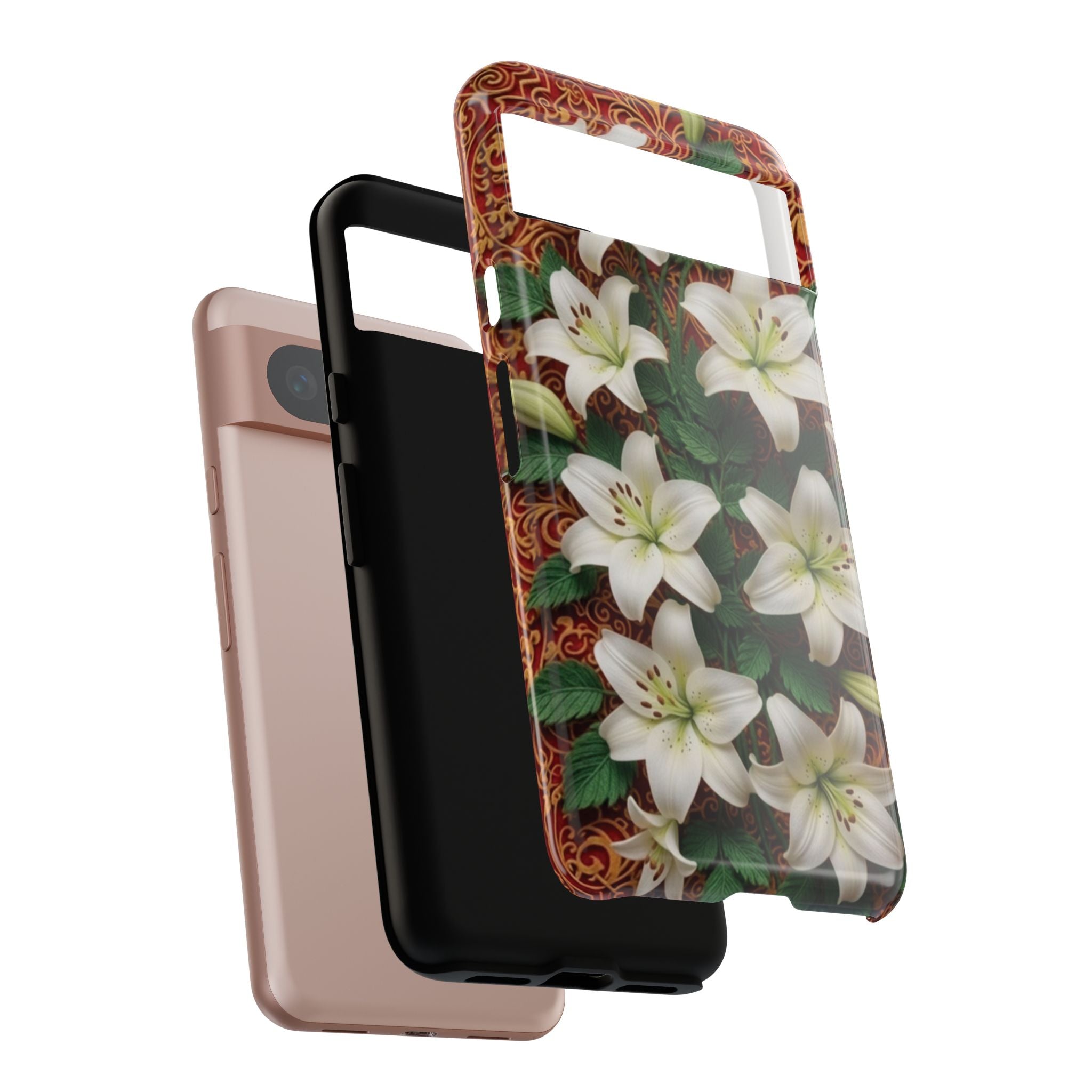 Luxury Lily Phone Case Elegant Floral Ornate Botanical Style Pristine White Bloom Motif Unique Accessory for iPhone Samsung Pixel Devices