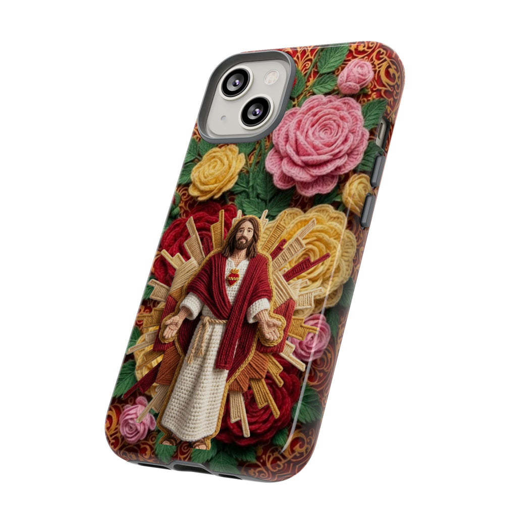 Jesus Resurrection faux-yarn phone case | Resurrection artwork phone case