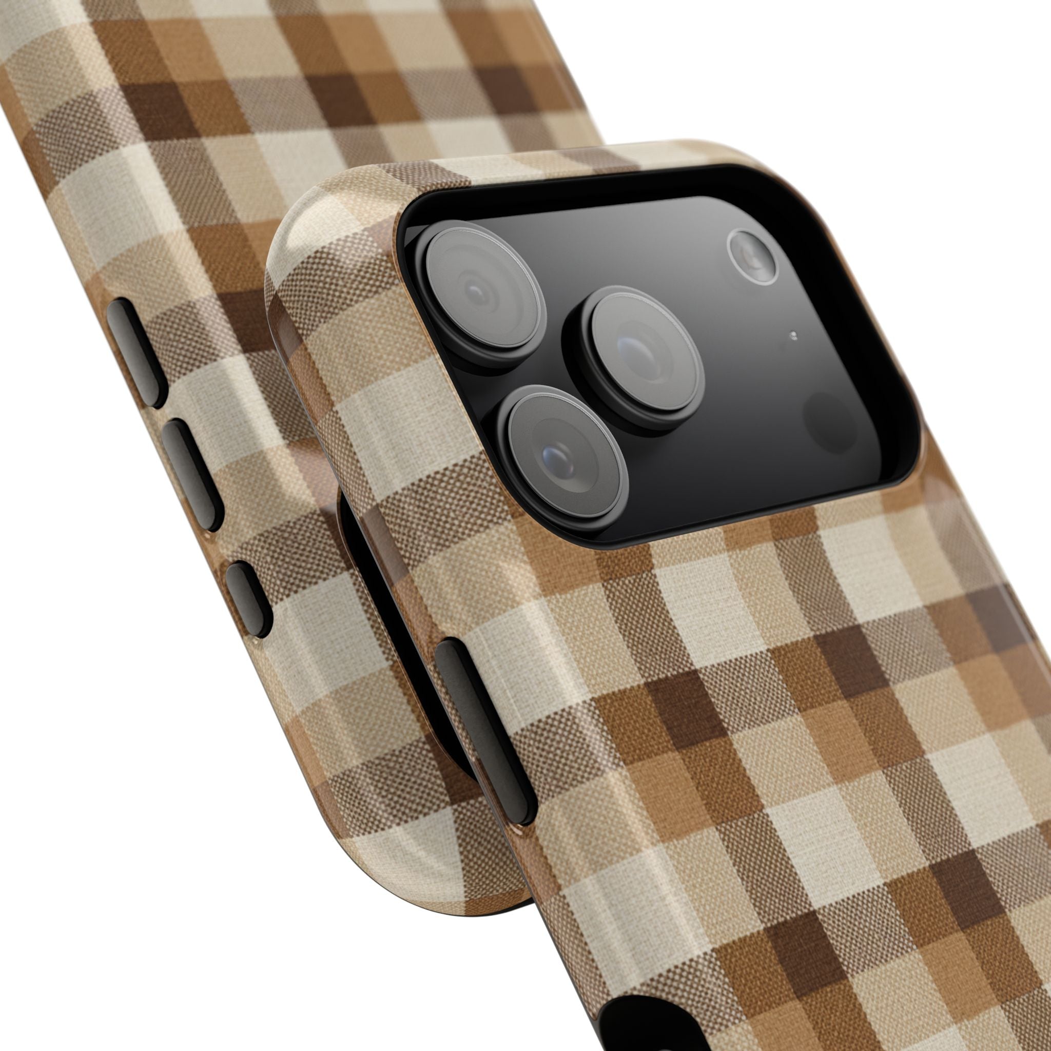 Brown Plaid Pattern Impact-Resistant Case | Checkered Phone Case