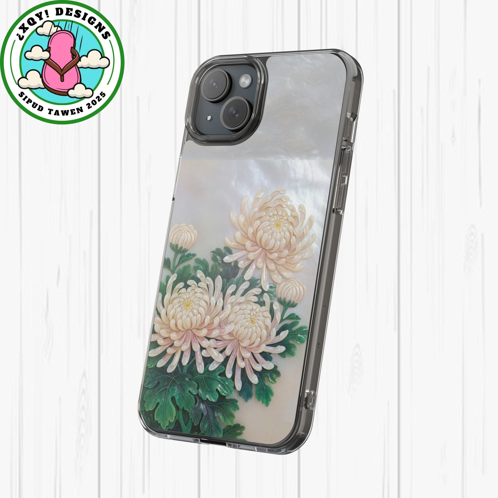 Mother of pearl inlay Phone Case Nacre art panel Chinese mother of pearl flowers Chrysanthemum wall art design elegant luxury  gift