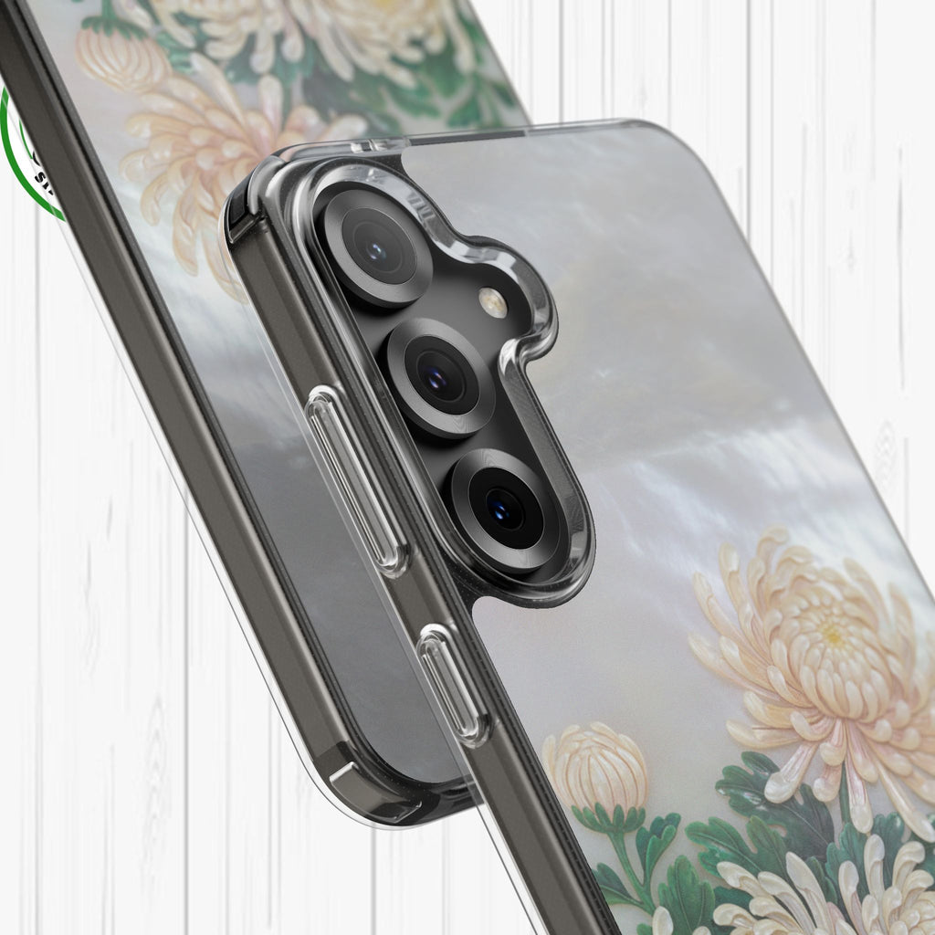 Mother of pearl inlay Phone Case Nacre art panel Chinese mother of pearl flowers Chrysanthemum wall art design elegant luxury  gift