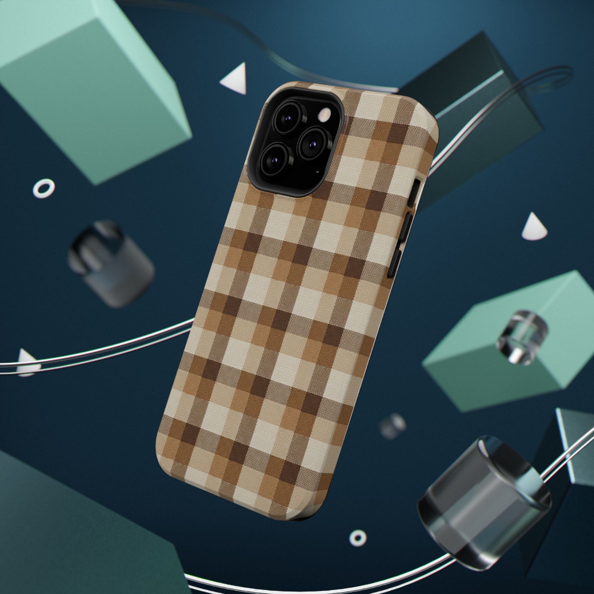 Brown Plaid Pattern Impact-Resistant Case | Checkered Phone Case