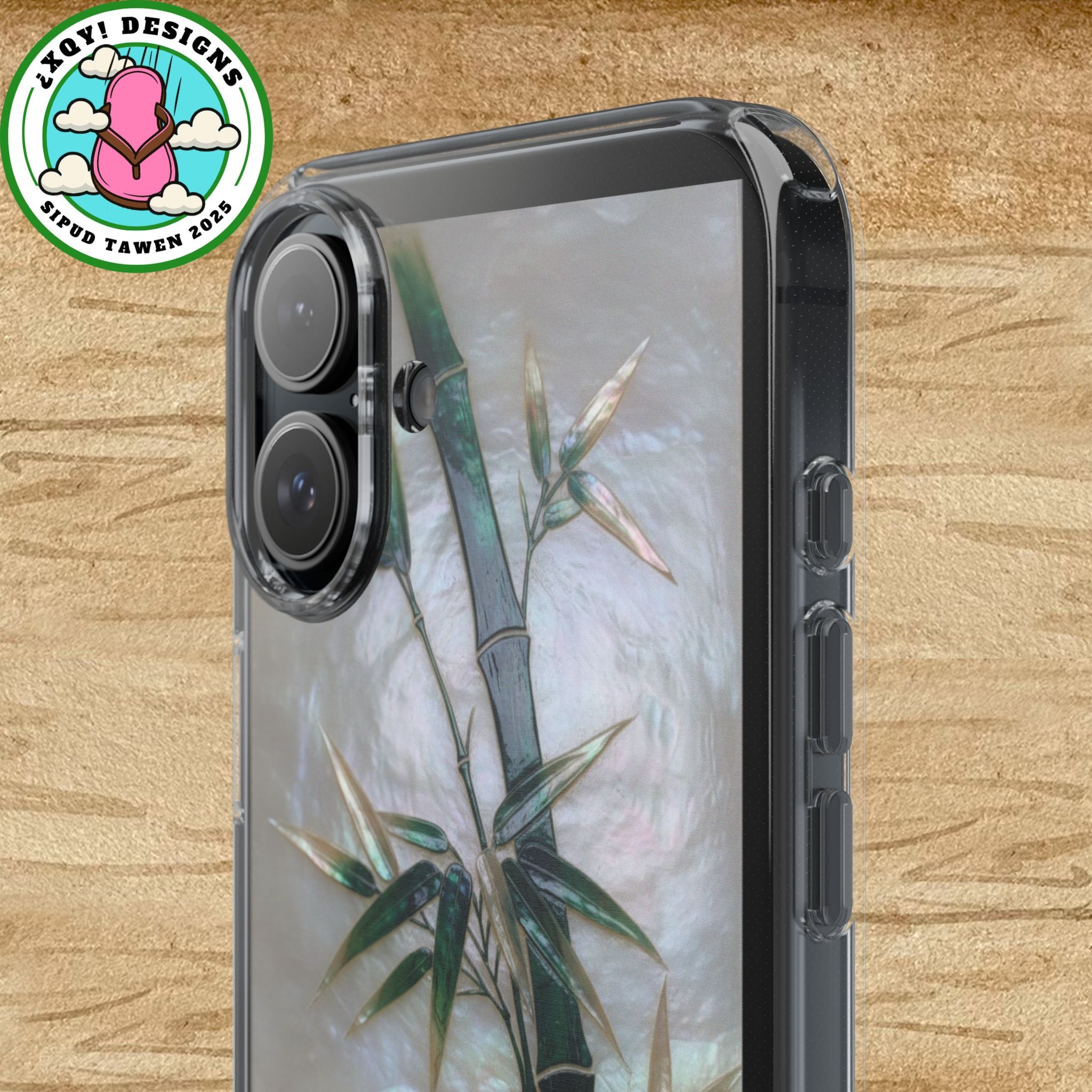 Phone Case, Mother of Pearl Bamboo Floral Design Impact-Resistant Cover, Protective Shell, Unique Gift, Accessories