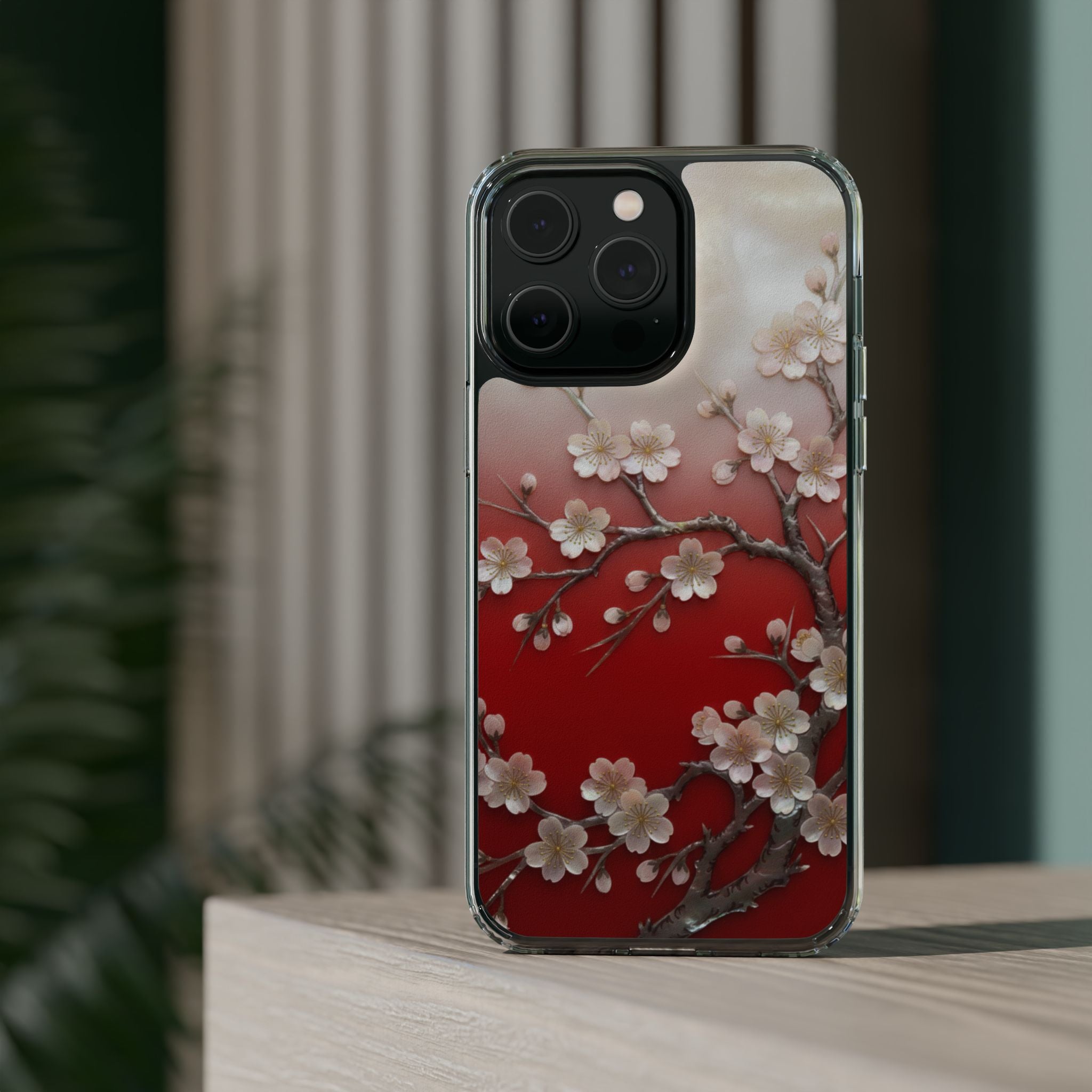 Mother of Pearl Floral Phone Case Elegant Sakura Design Asian Inspired Shell Inlay Artwork Japanese Blossom Decor Mobile Cover