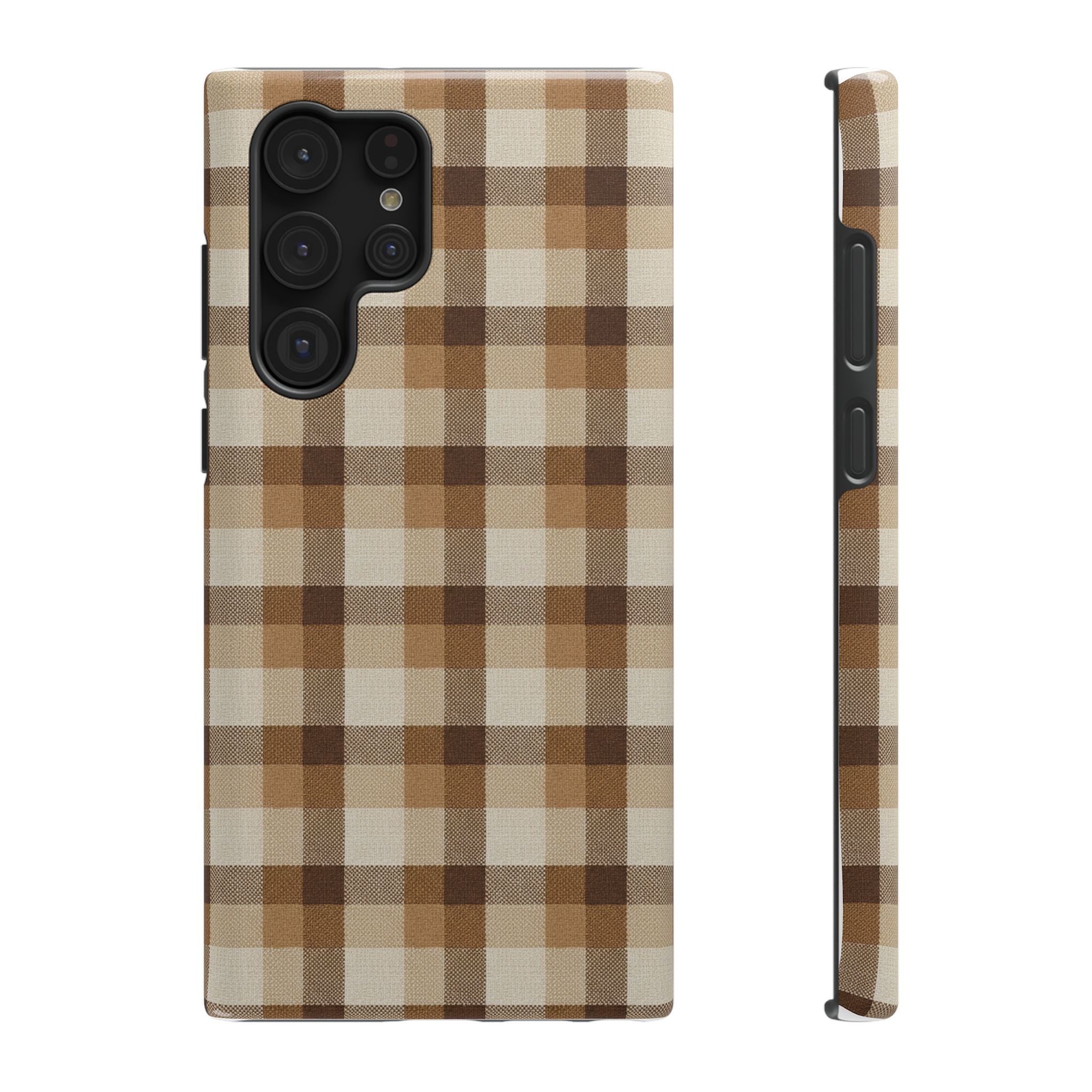 Brown Plaid Pattern Impact-Resistant Case | Checkered Phone Case