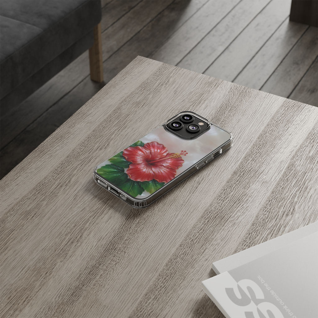 Unique Red flower art Phone Case Floral relief carving Red hibiscus sculpture Decorative tropical flower decor vibrant artistic