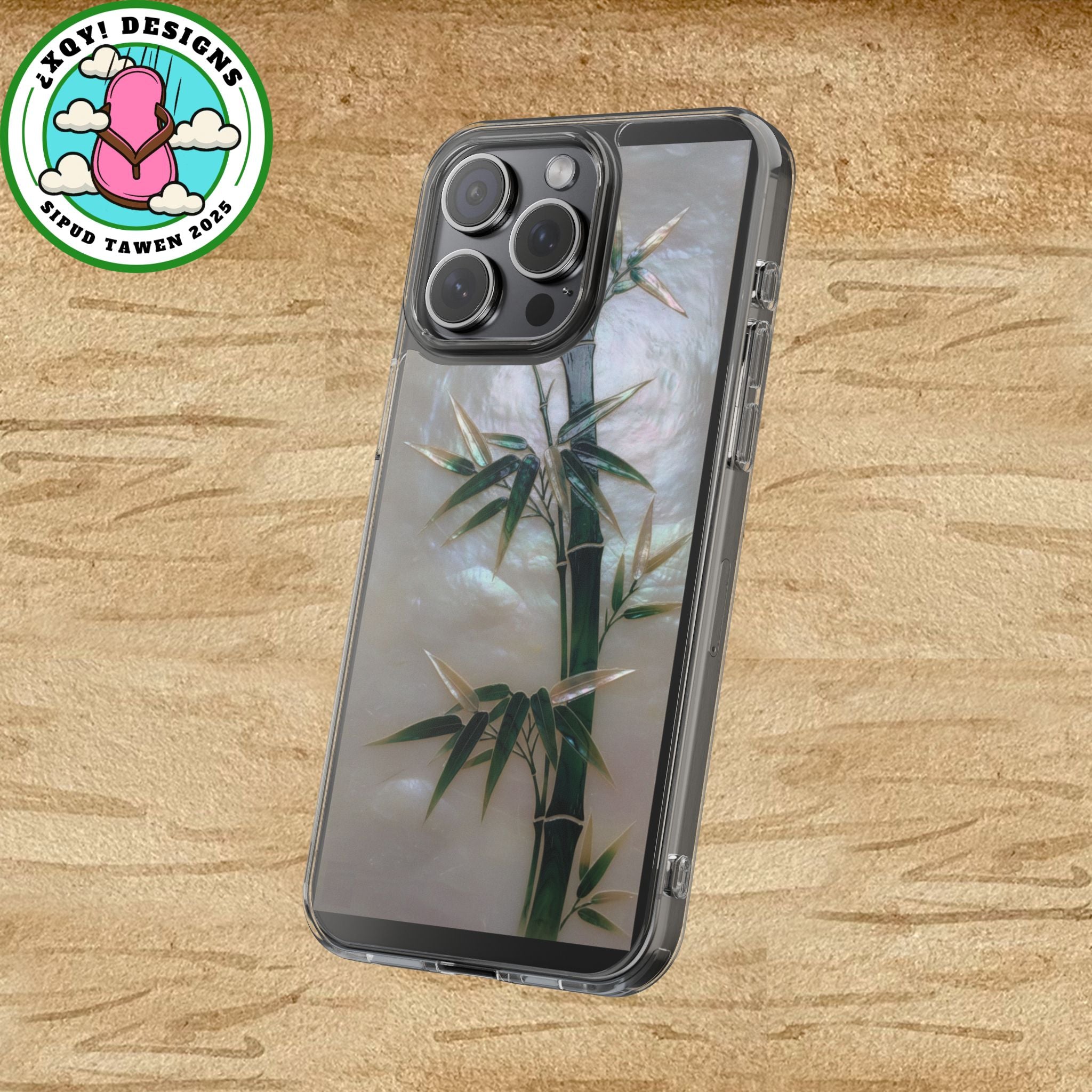 Phone Case, Mother of Pearl Bamboo Floral Design Impact-Resistant Cover, Protective Shell, Unique Gift, Accessories