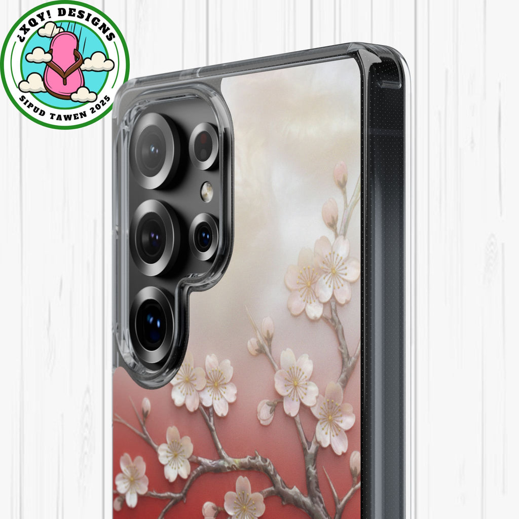 Mother of Pearl Floral Phone Case Elegant Sakura Design Asian Inspired Shell Inlay Artwork Japanese Blossom Decor Mobile Cover
