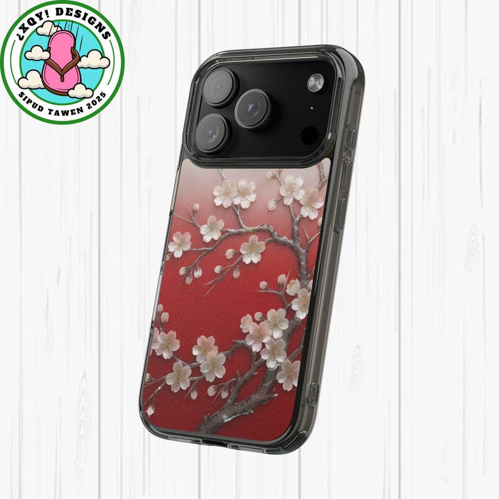 Mother of Pearl Floral Phone Case Elegant Sakura Design Asian Inspired Shell Inlay Artwork Japanese Blossom Decor Mobile Cover
