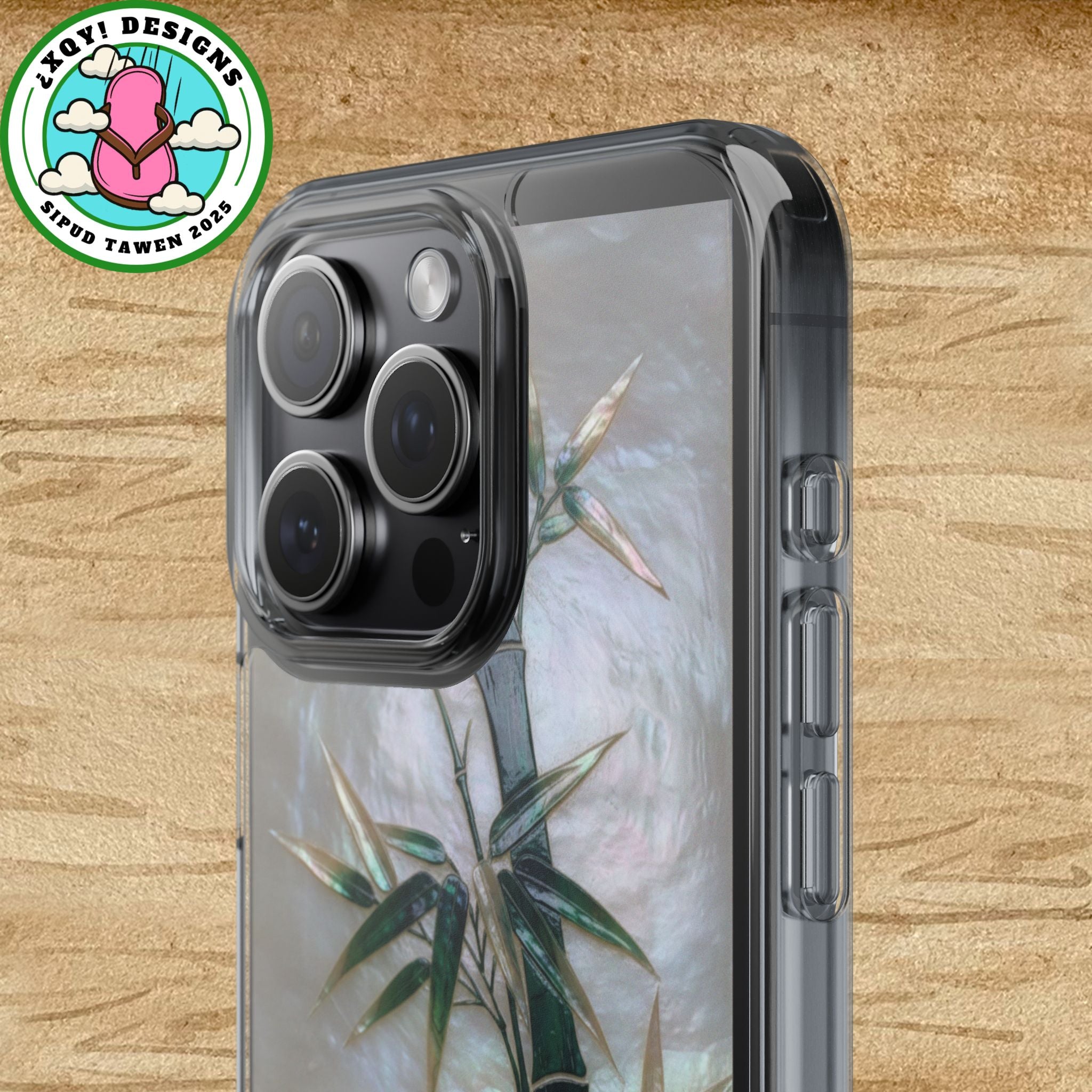 Phone Case, Mother of Pearl Bamboo Floral Design Impact-Resistant Cover, Protective Shell, Unique Gift, Accessories
