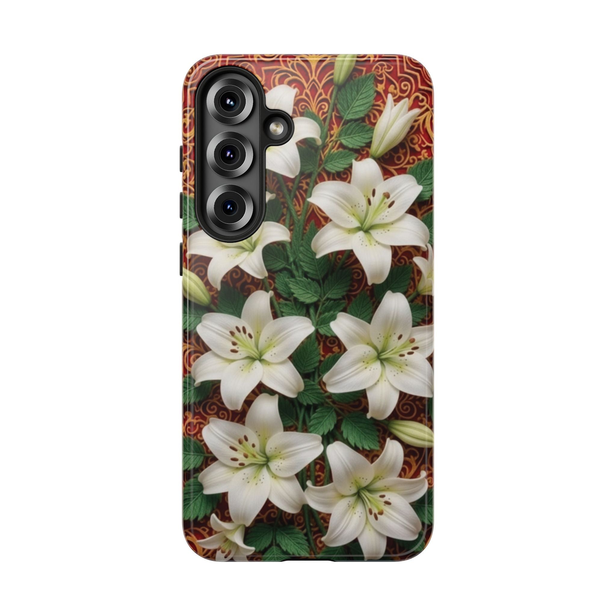 Luxury Lily Phone Case Elegant Floral Ornate Botanical Style Pristine White Bloom Motif Unique Accessory for iPhone Samsung Pixel Devices