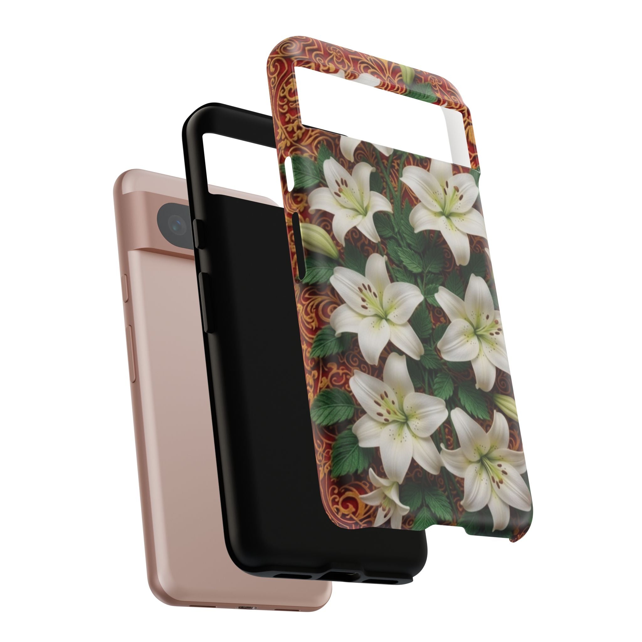 Luxury Lily Phone Case Elegant Floral Ornate Botanical Style Pristine White Bloom Motif Unique Accessory for iPhone Samsung Pixel Devices