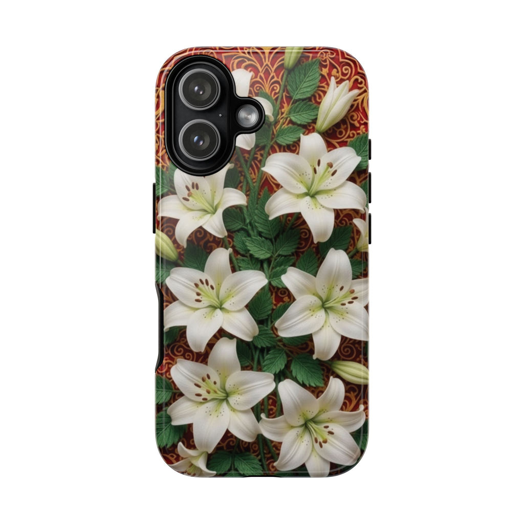 Luxury Lily Phone Case Elegant Floral Ornate Botanical Style Pristine White Bloom Motif Unique Accessory for iPhone Samsung Pixel Devices