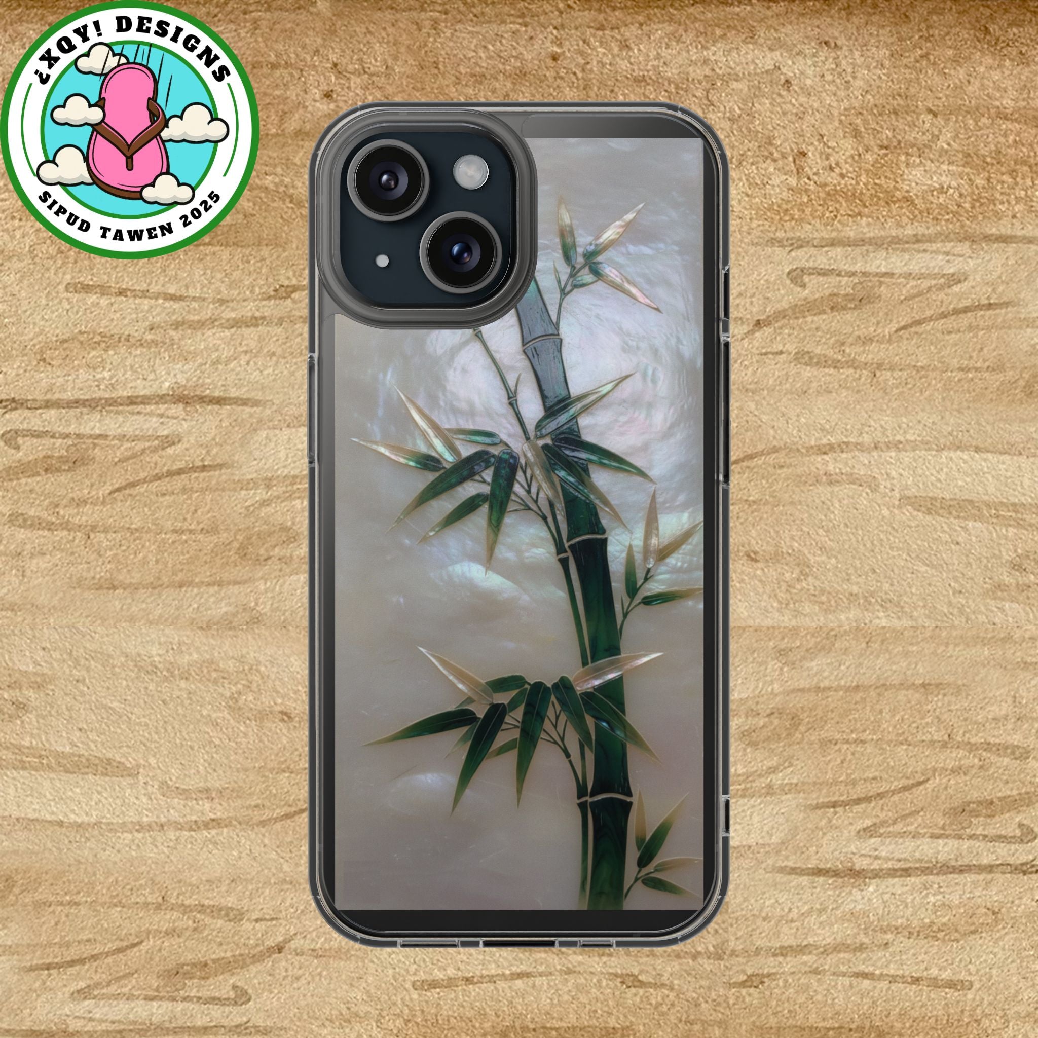 Phone Case, Mother of Pearl Bamboo Floral Design Impact-Resistant Cover, Protective Shell, Unique Gift, Accessories