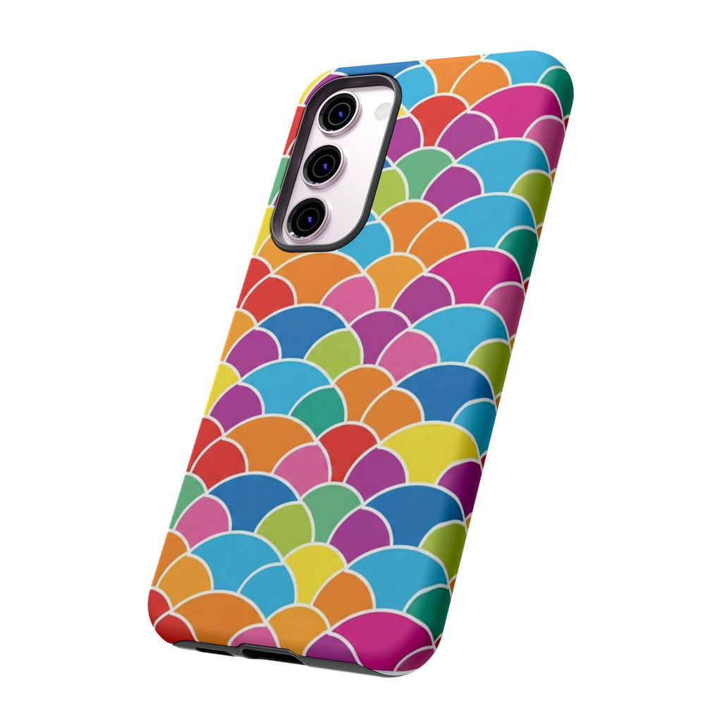 Colorful Scallop Pattern Phone Case Vibrant Protective Mermaid Scales Cover Eye-Catching Abstract Design for Samsung iPhone Pixel Models
