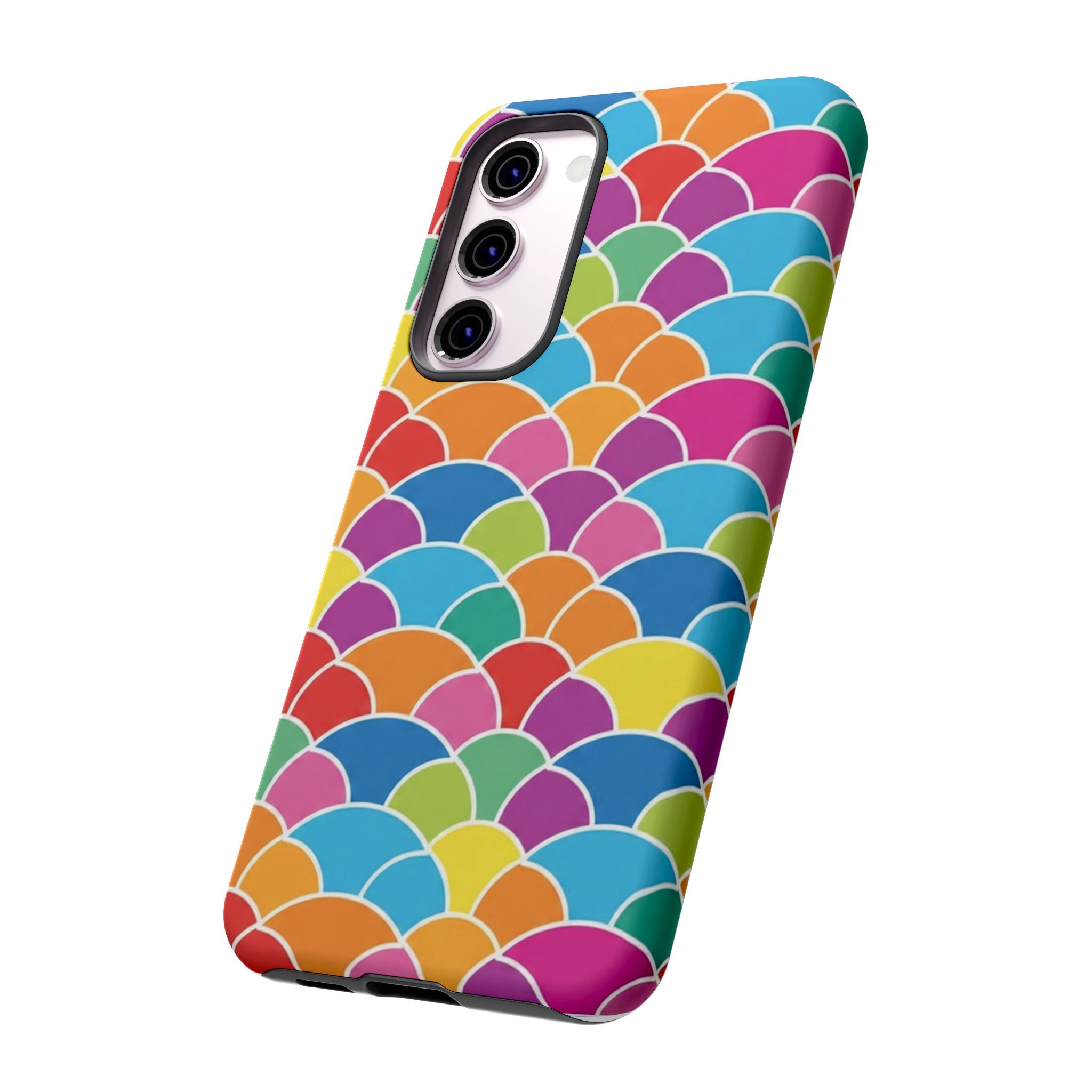 Colorful Scallop Pattern Phone Case Vibrant Protective Mermaid Scales Cover Eye-Catching Abstract Design for Samsung iPhone Pixel Models