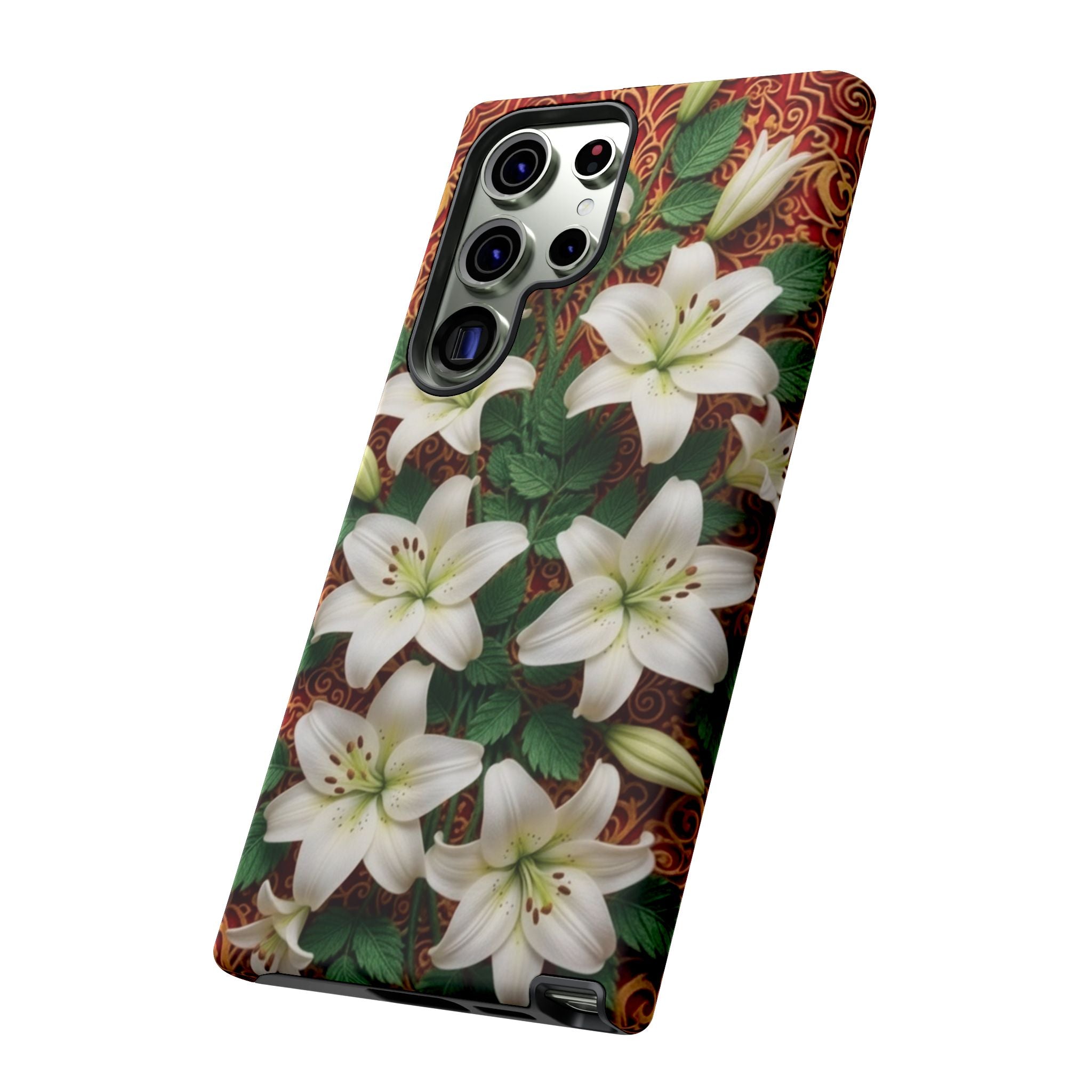 Luxury Lily Phone Case Elegant Floral Ornate Botanical Style Pristine White Bloom Motif Unique Accessory for iPhone Samsung Pixel Devices
