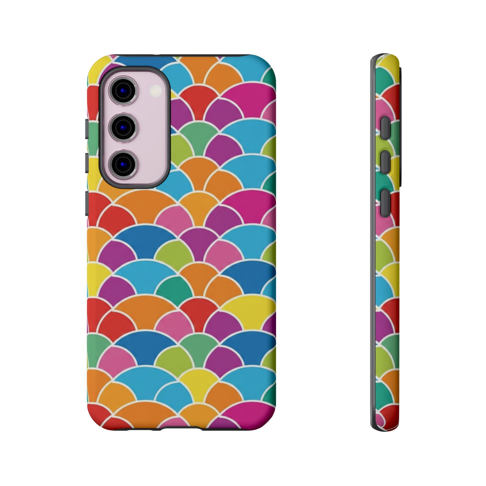 Colorful Scallop Pattern Phone Case Vibrant Protective Mermaid Scales Cover Eye-Catching Abstract Design for Samsung iPhone Pixel Models