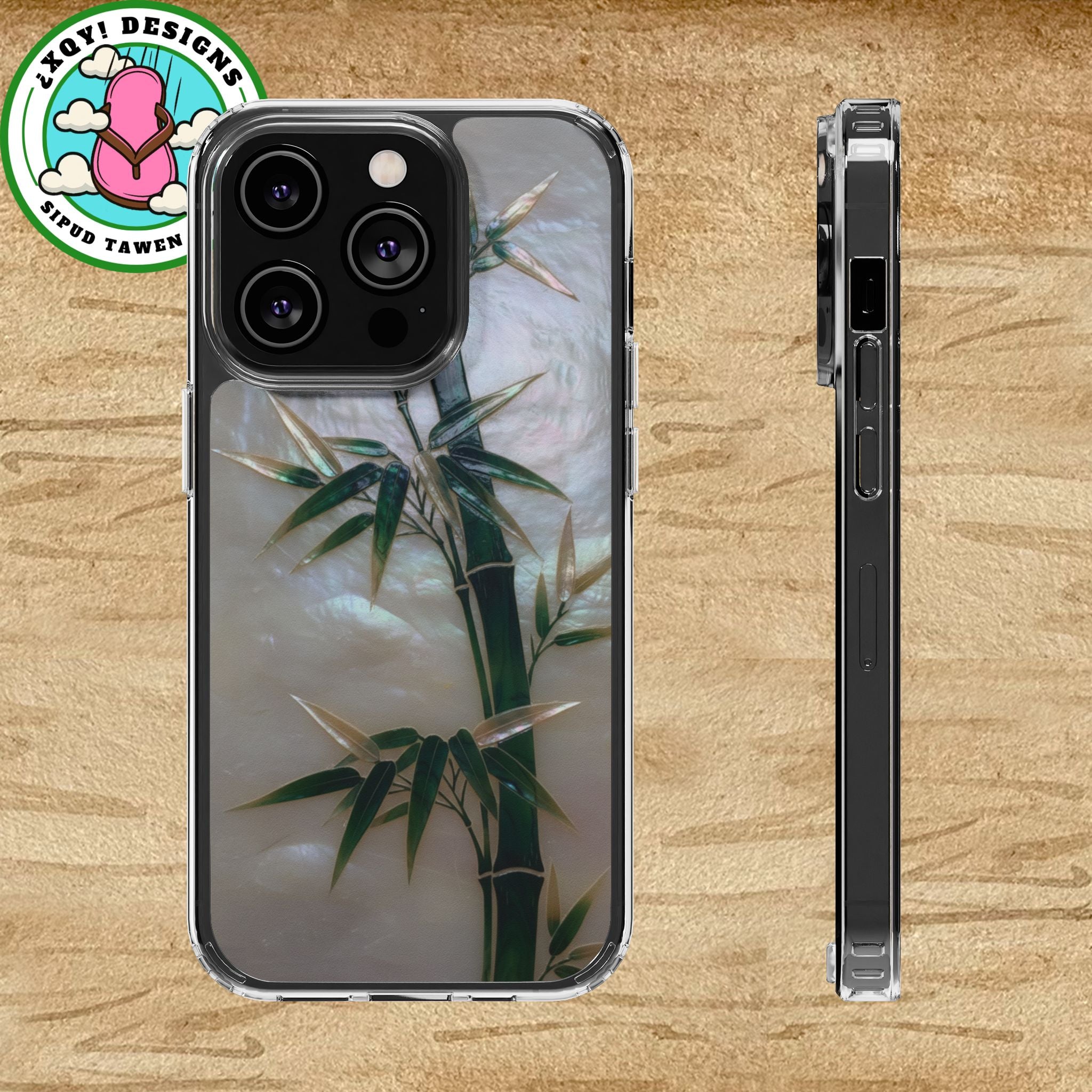 Phone Case, Mother of Pearl Bamboo Floral Design Impact-Resistant Cover, Protective Shell, Unique Gift, Accessories