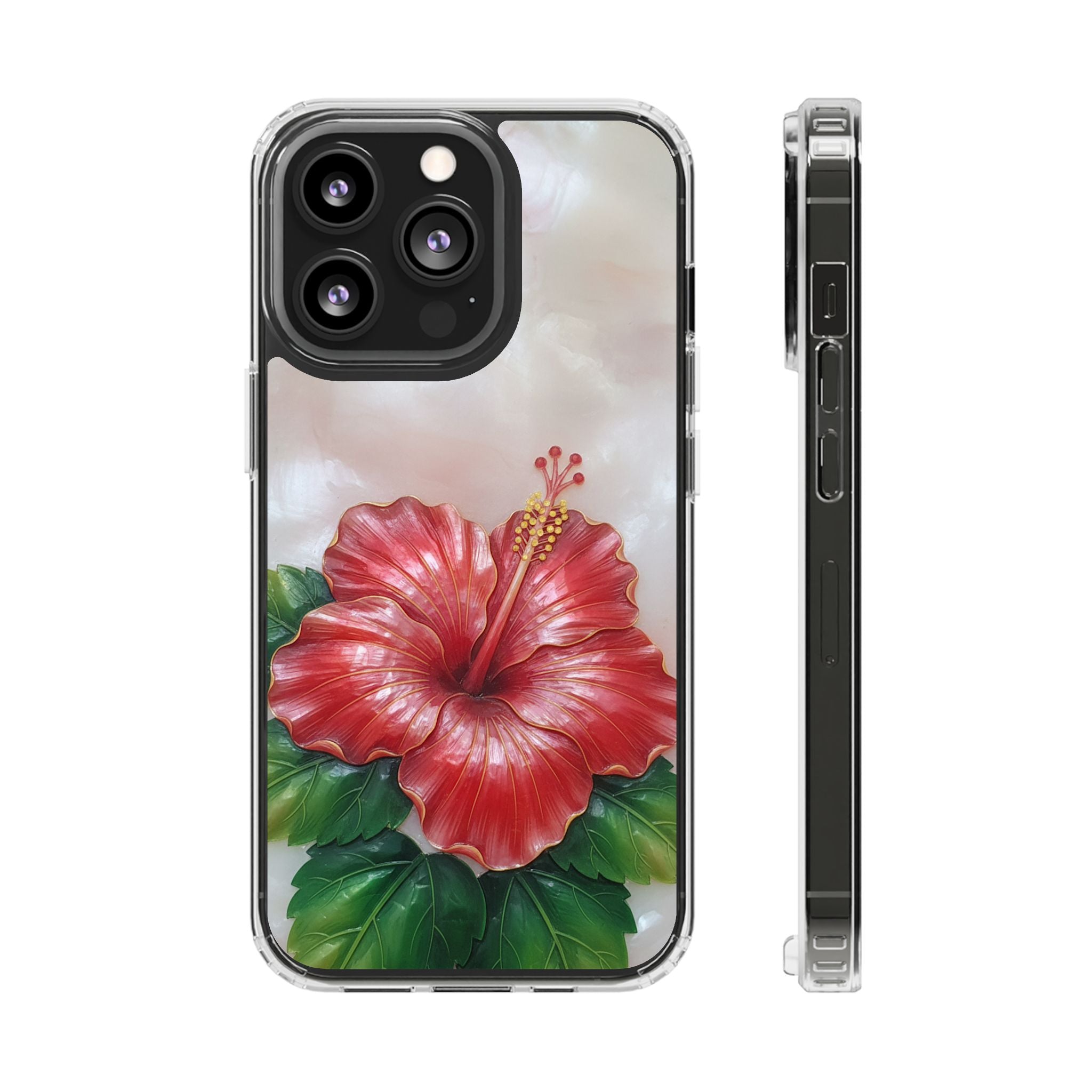 Unique Red flower art Phone Case Floral relief carving Red hibiscus sculpture Decorative tropical flower decor vibrant artistic