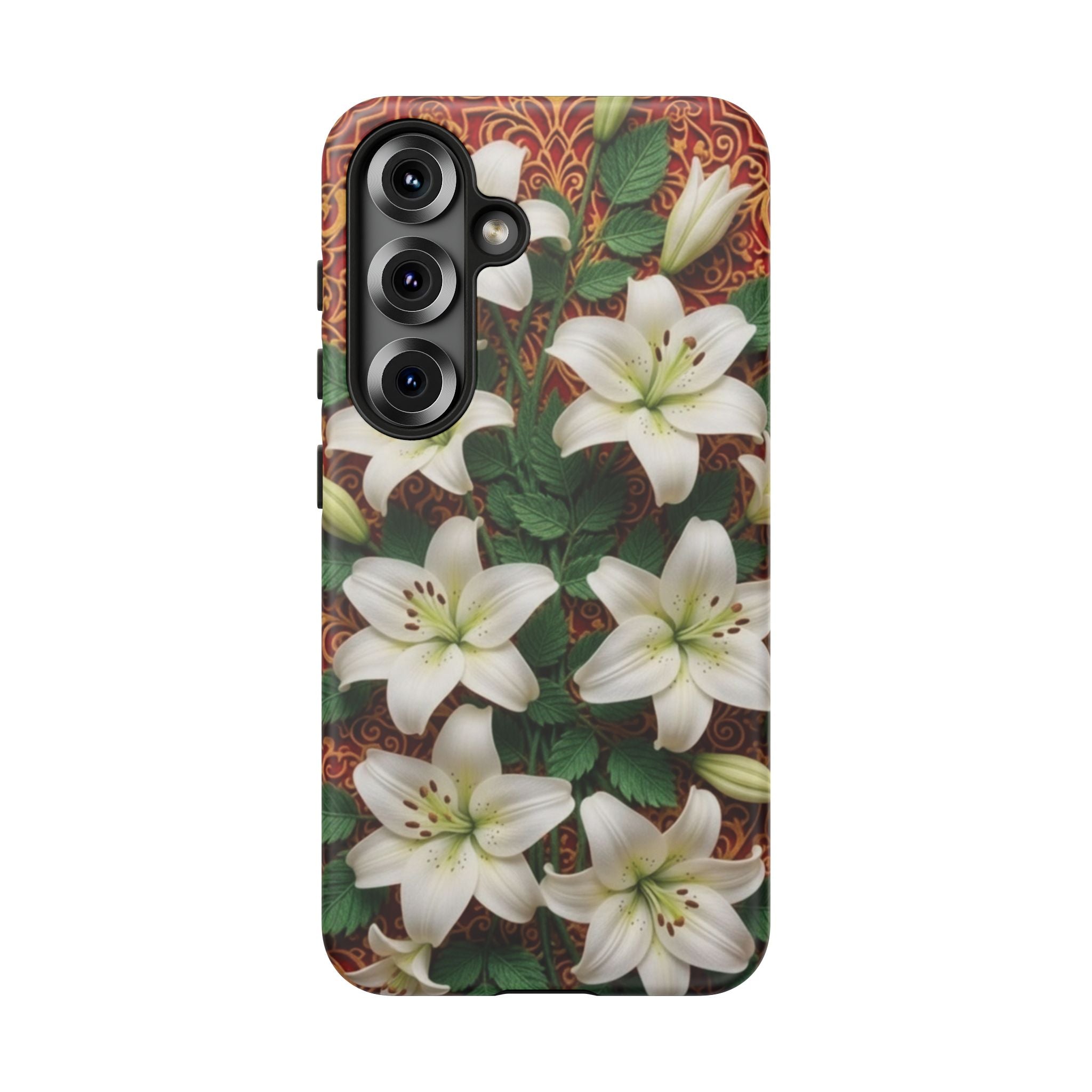 Luxury Lily Phone Case Elegant Floral Ornate Botanical Style Pristine White Bloom Motif Unique Accessory for iPhone Samsung Pixel Devices