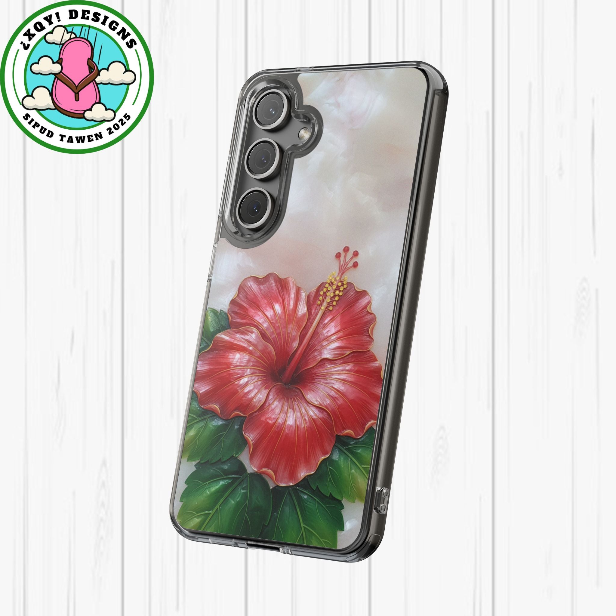Unique Red flower art Phone Case Floral relief carving Red hibiscus sculpture Decorative tropical flower decor vibrant artistic