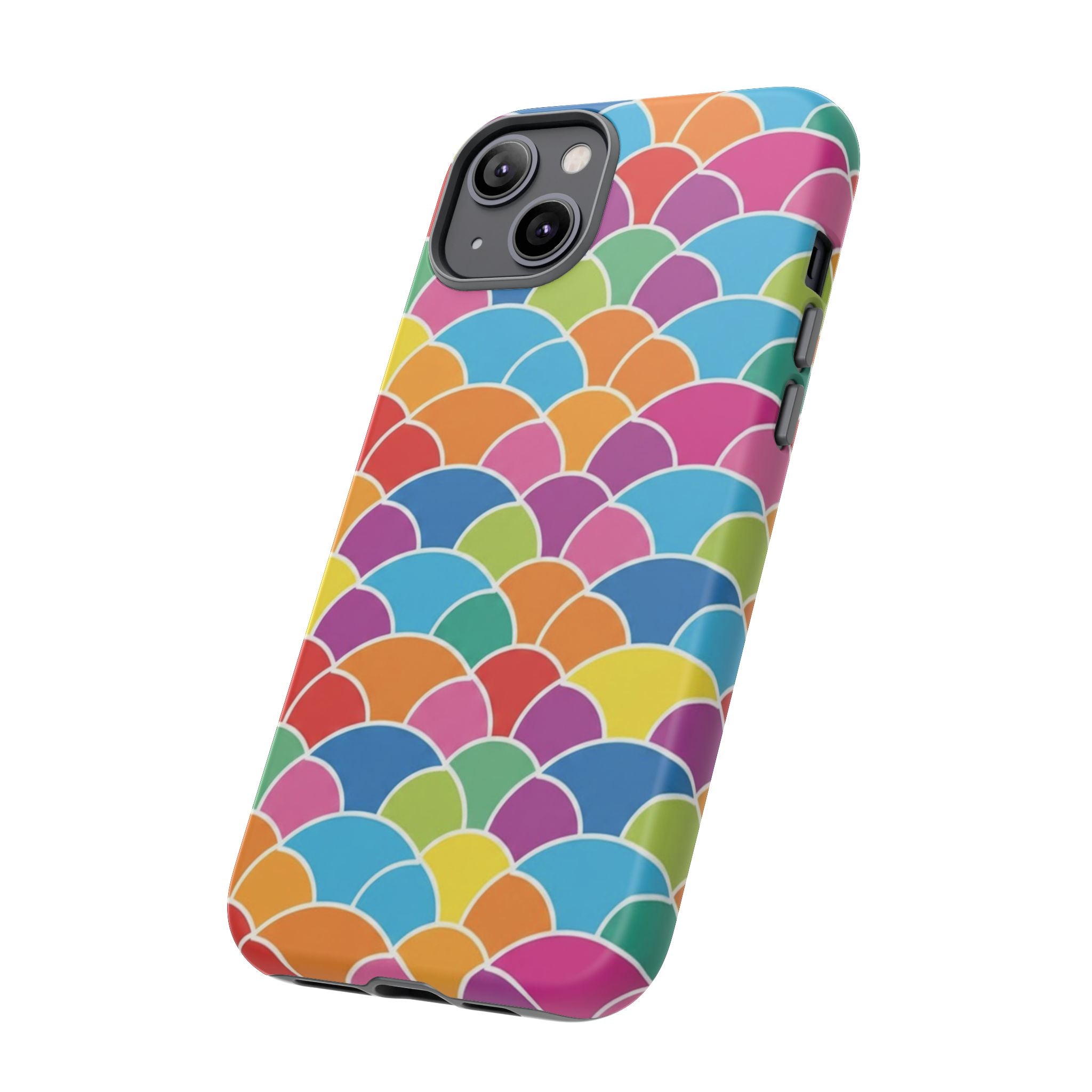Colorful Scallop Pattern Phone Case Vibrant Protective Mermaid Scales Cover Eye-Catching Abstract Design for Samsung iPhone Pixel Models