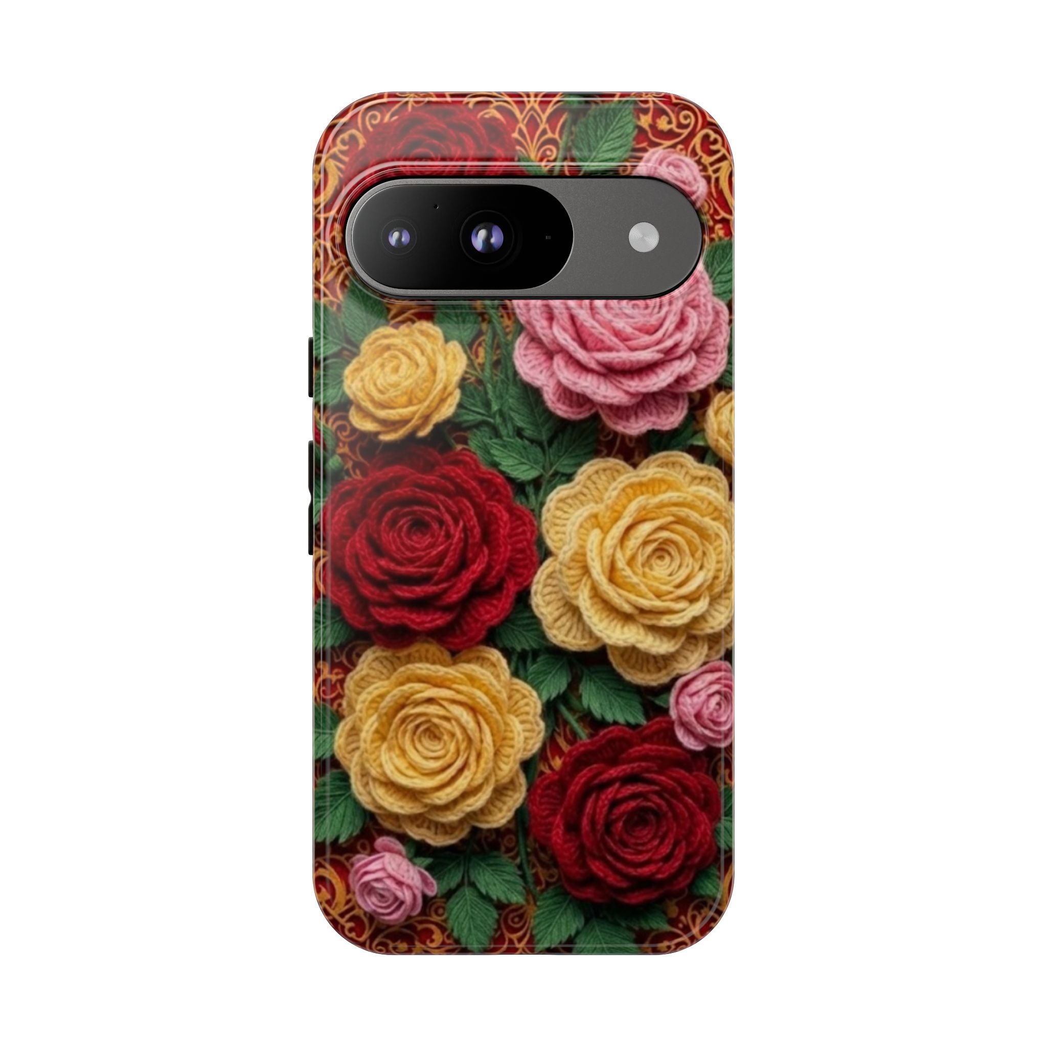 Yarn Vintage Rose Floral Phone Case Elegant Damask Pattern Smartphone Cover for Samsung Galaxy iOS Google Pixel