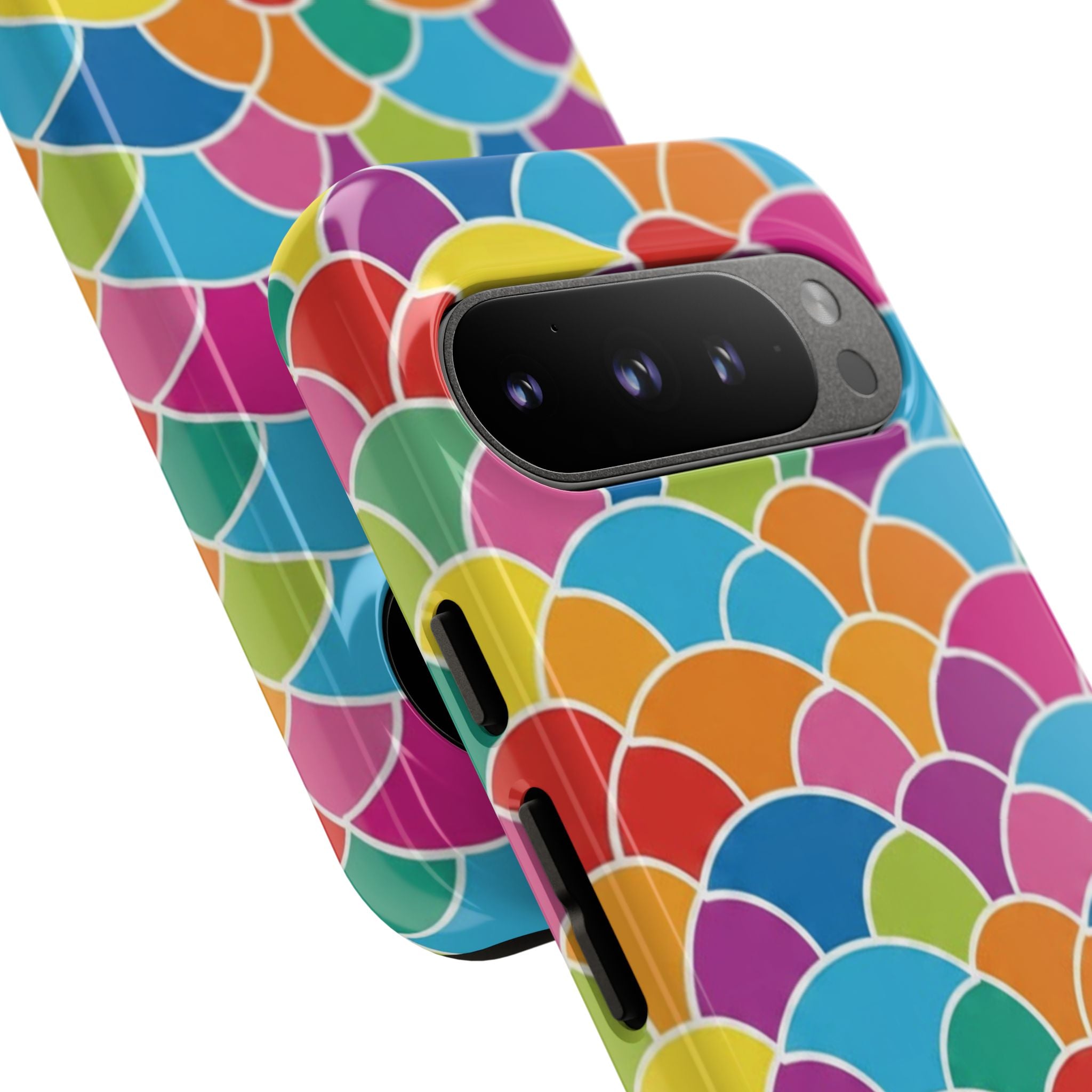 Colorful Scallop Pattern Phone Case Vibrant Protective Mermaid Scales Cover Eye-Catching Abstract Design for Samsung iPhone Pixel Models