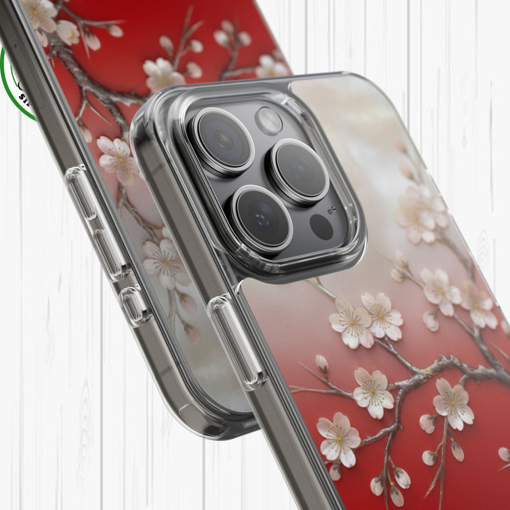 Mother of Pearl Floral Phone Case Elegant Sakura Design Asian Inspired Shell Inlay Artwork Japanese Blossom Decor Mobile Cover