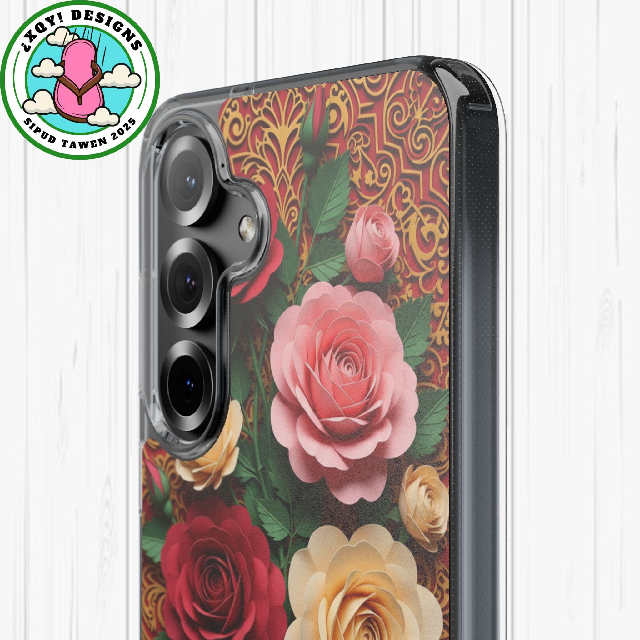 Cut-Paper Rose Bouquet Phone Case