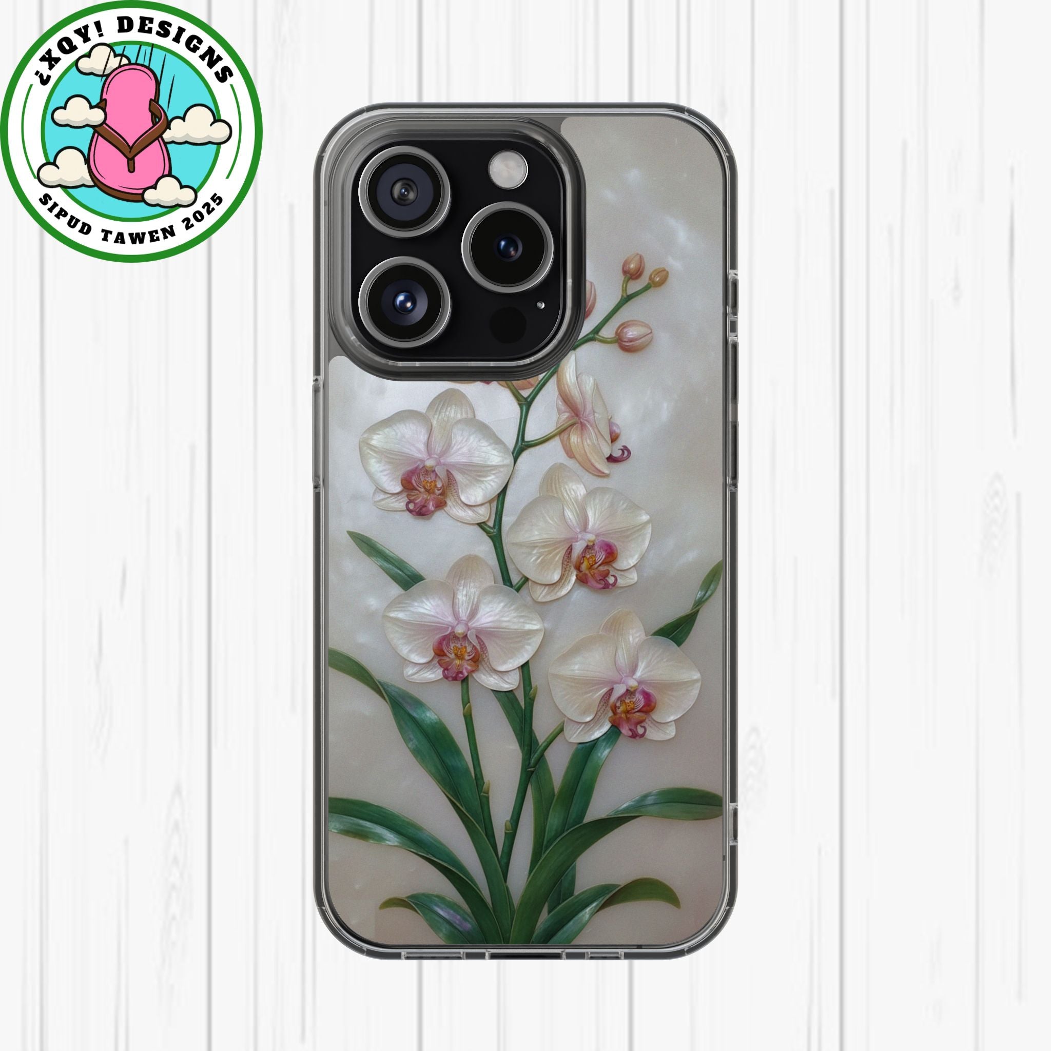 Orchid Wall Phone Case 3D Floral Wall Decor Pink Orchid Artwork White Orchid Design Textured Floral Cover Aesthetic Nature Gift