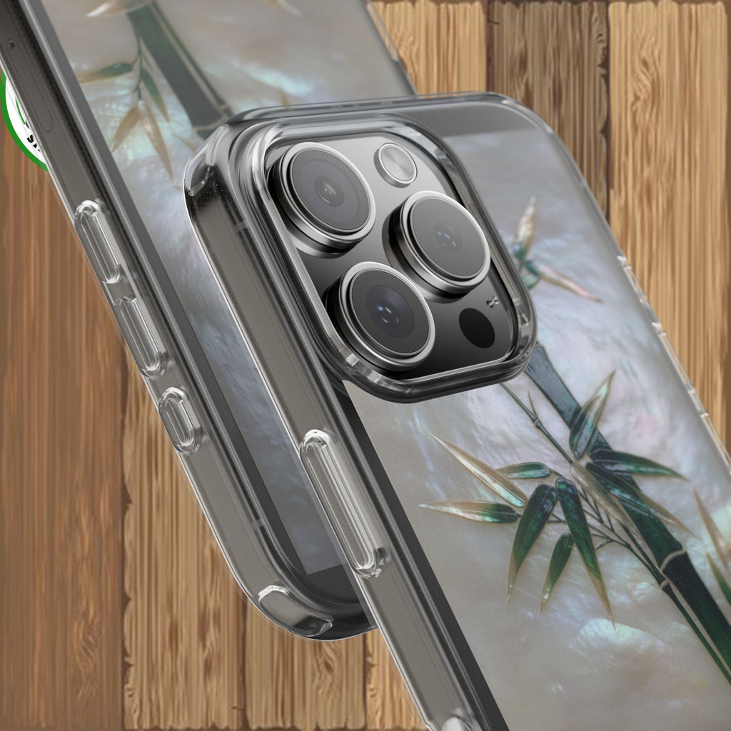 Phone Case, Mother of Pearl Bamboo Floral Design Impact-Resistant Cover, Protective Shell, Unique Gift, Accessories