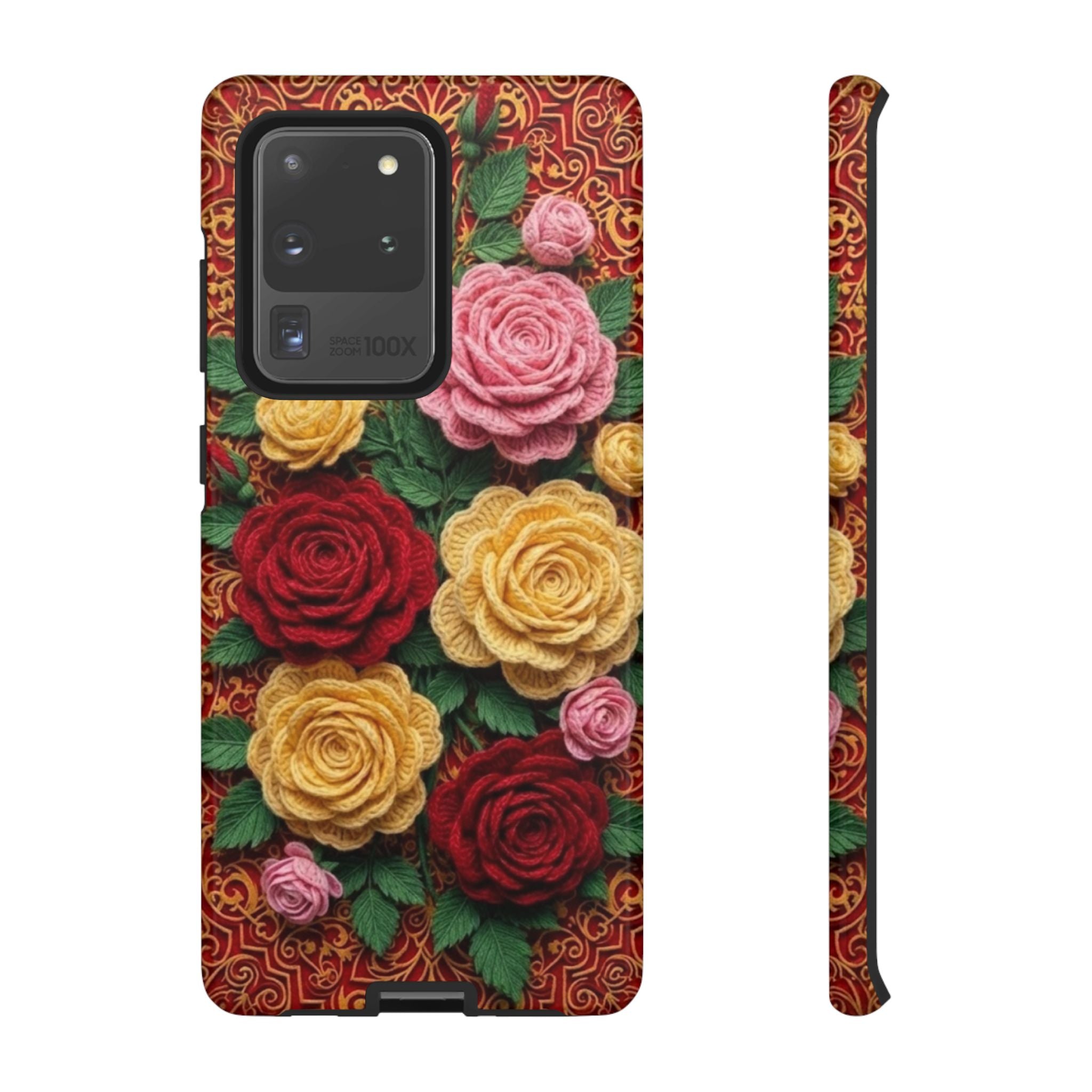 Yarn Vintage Rose Floral Phone Case Elegant Damask Pattern Smartphone Cover for Samsung Galaxy iOS Google Pixel