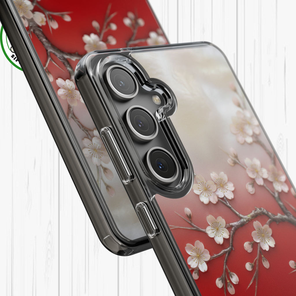 Mother of Pearl Floral Phone Case Elegant Sakura Design Asian Inspired Shell Inlay Artwork Japanese Blossom Decor Mobile Cover