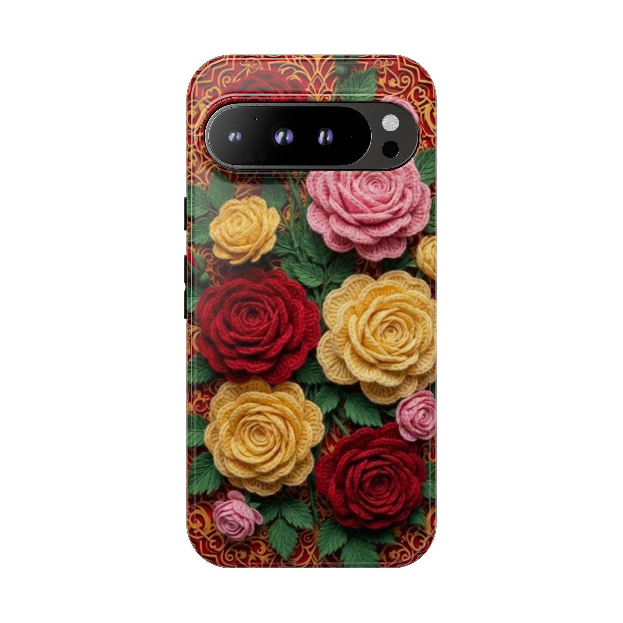 Yarn Vintage Rose Floral Phone Case Elegant Damask Pattern Smartphone Cover for Samsung Galaxy iOS Google Pixel
